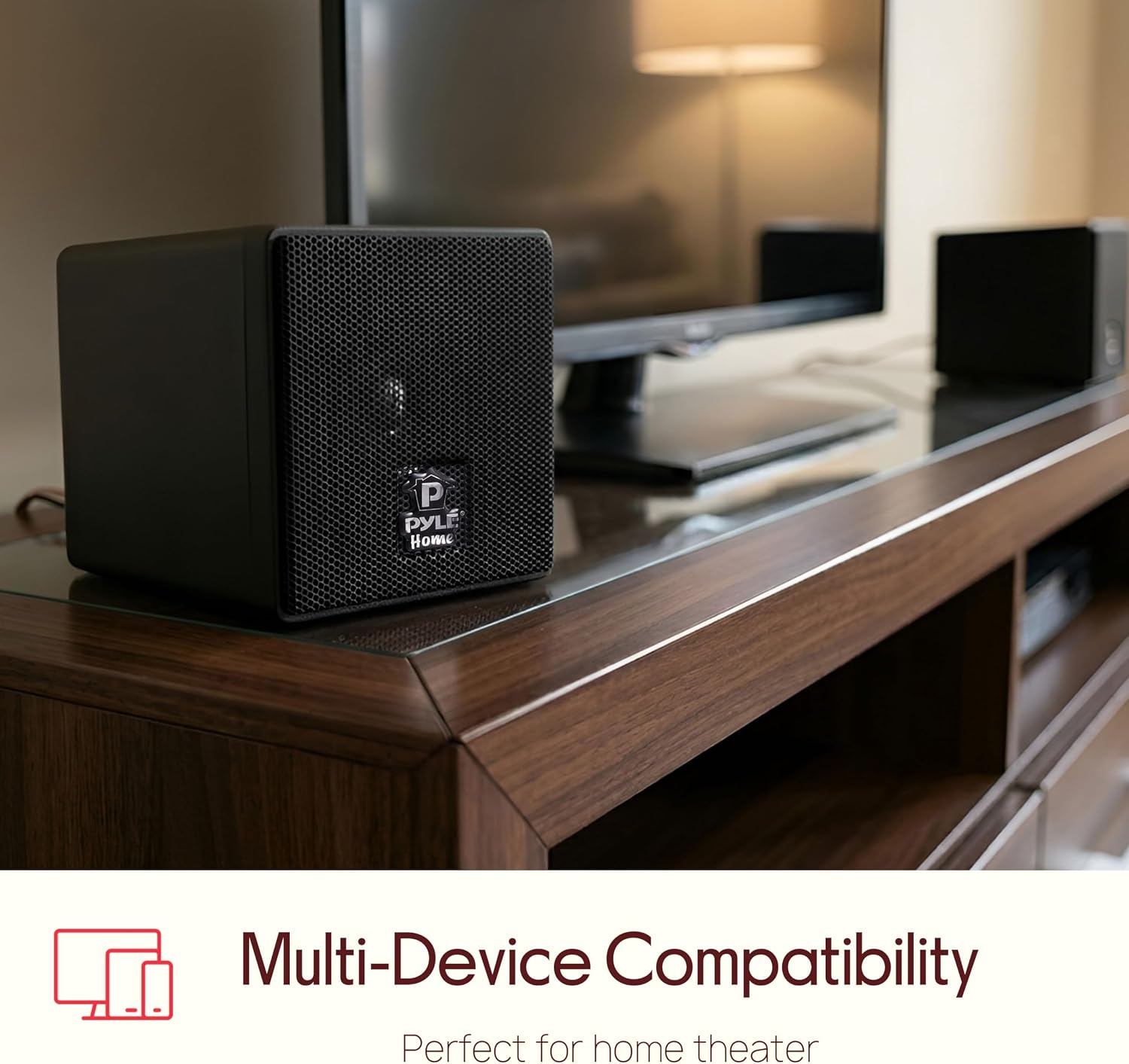 Detalle de Pyle 7.6cm Mini Cube Bookshelf Speakers — 100W Pair for Home Audio