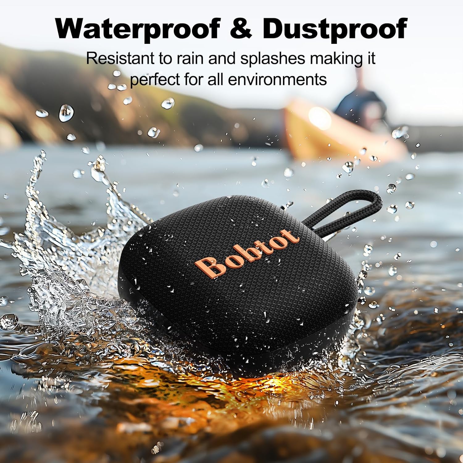 Thumbnail 3 de Bobtot Portable Wireless Bluetooth Speakers (IPX7) with 16 Hours Playtime, Built-in Mic & TWS — Black