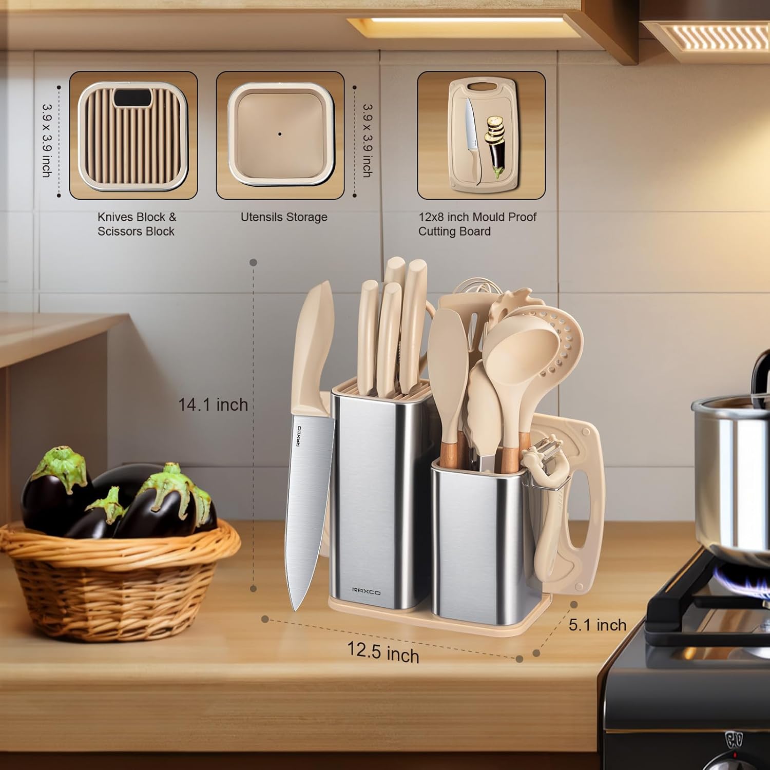 Thumbnail 1 de RAXCO Juego de cuchillos y espátulas de cocina 🍴 