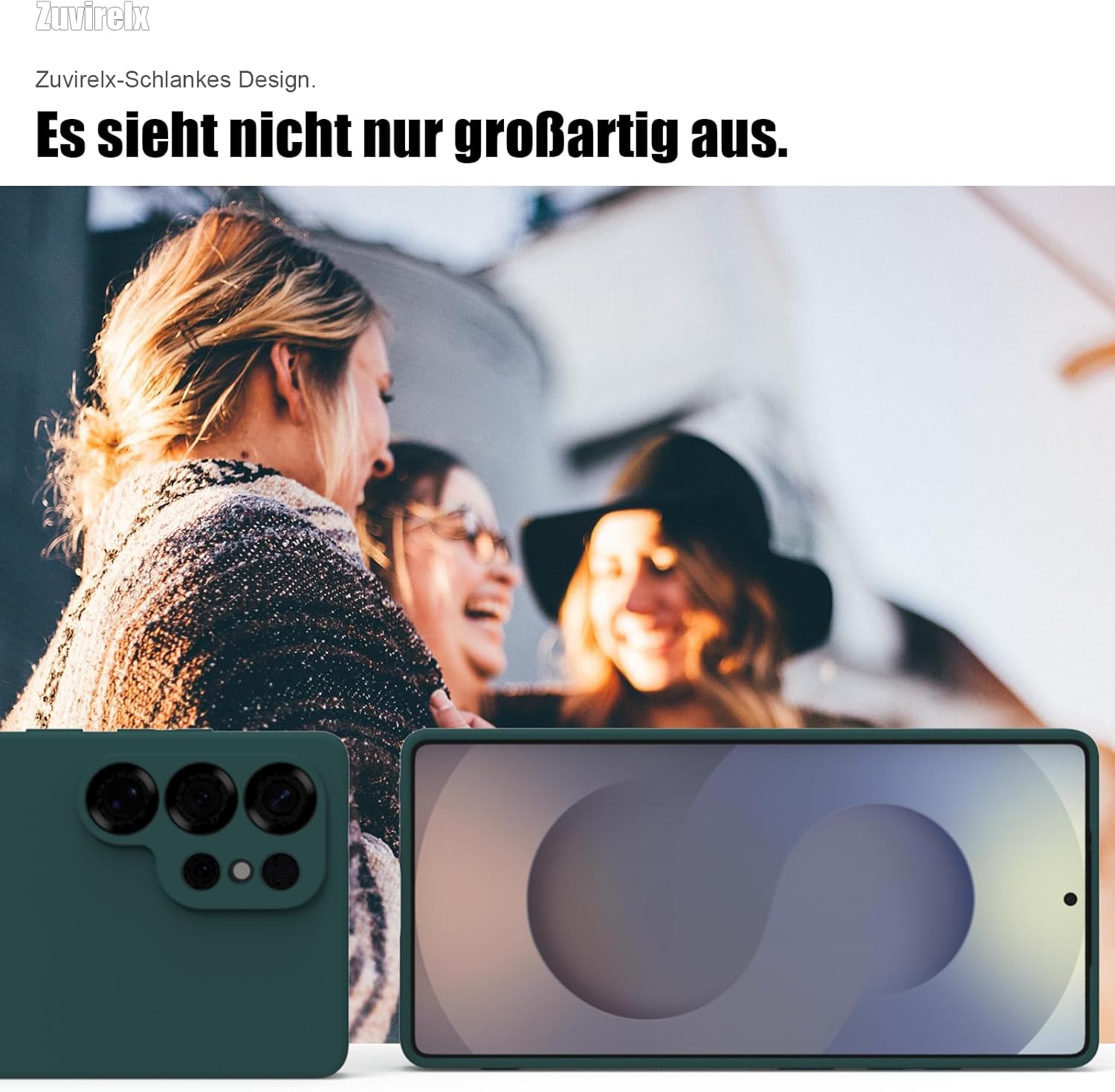 Thumbnail 5 de Zuvirelx Silikon-Handyhülle für Samsung Galaxy S25 Ultra – Tiefgrün, dünn, griffig und stoßfest
