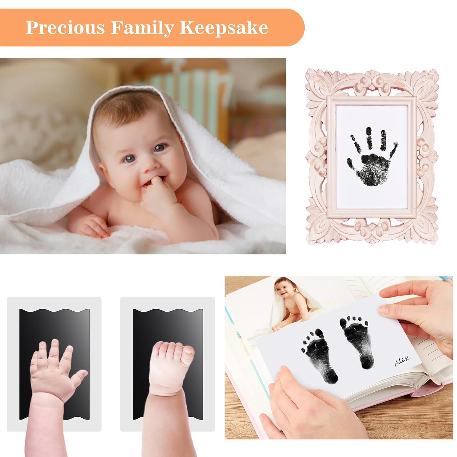 Thumbnail 4 de 8-teiliger Baby-Fußabdruck & Handabdruck-Set (Pfotenabdruck inkl.) – Stempelkissen und Karten