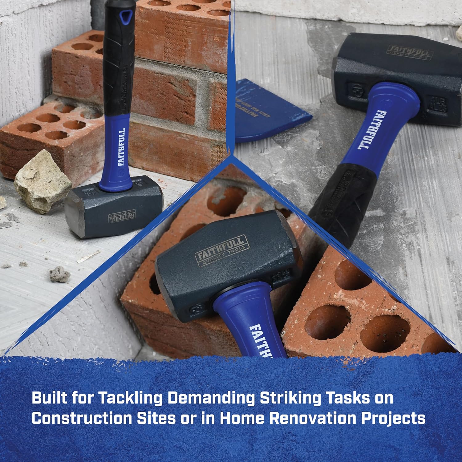 Thumbnail 5 de Faithfull FiGLass martello a testa quadra 4 lb per scalpelli e demolizioni