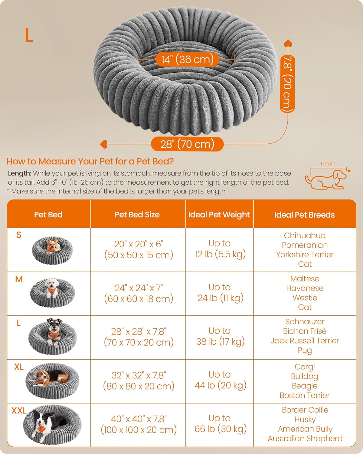 Thumbnail 5 de Feandrea Dog Bed Large 70 cm