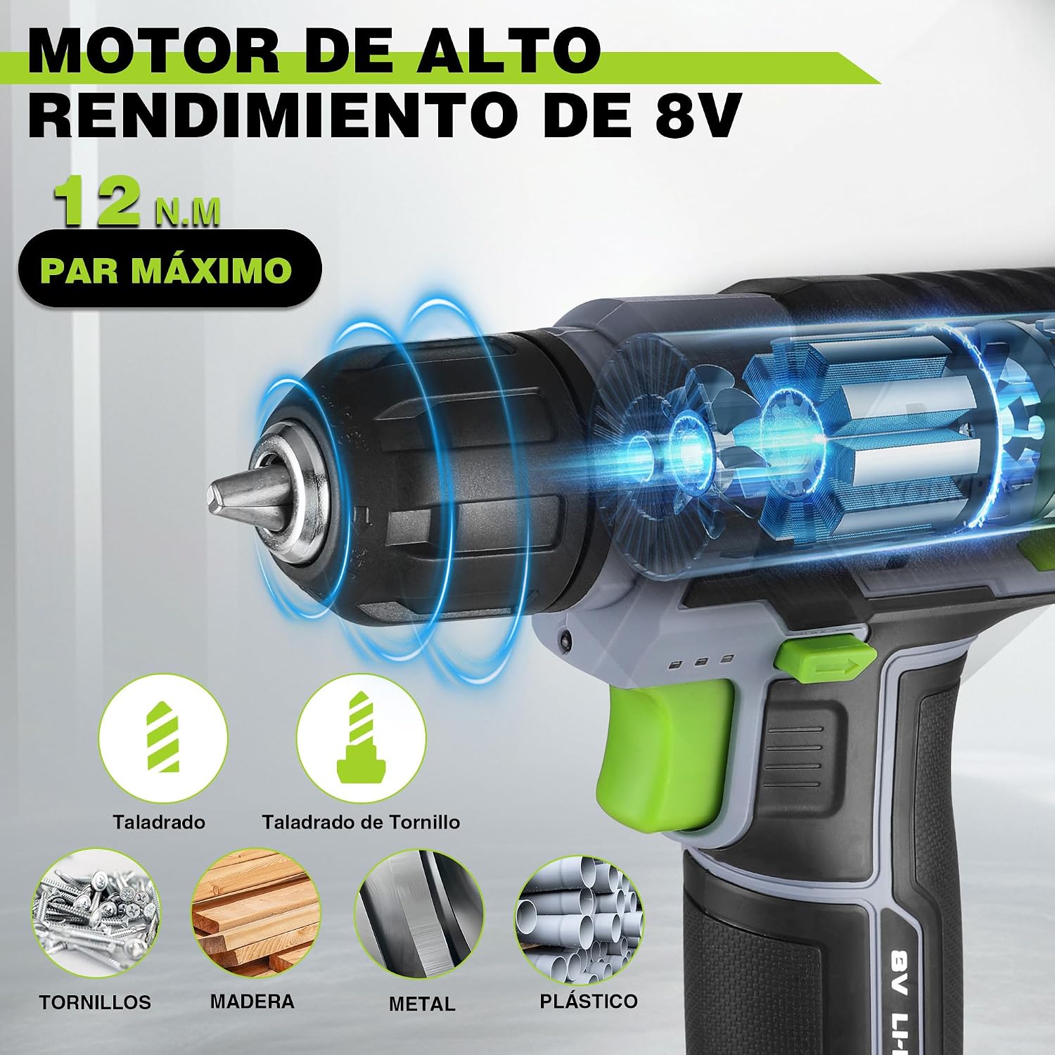 Detalle 2 de WORKPRO Atornillador Inalámbrico 8V 800 rpm