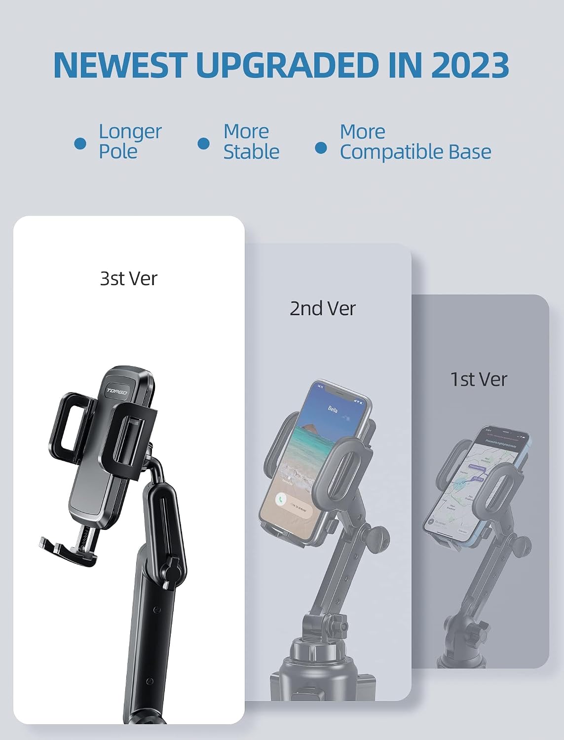 Thumbnail 2 de TOPGO Car Phone Holder Pro Ver: Height Adjustable Cup Holder Mount for iPhone 16 Pro Max and More