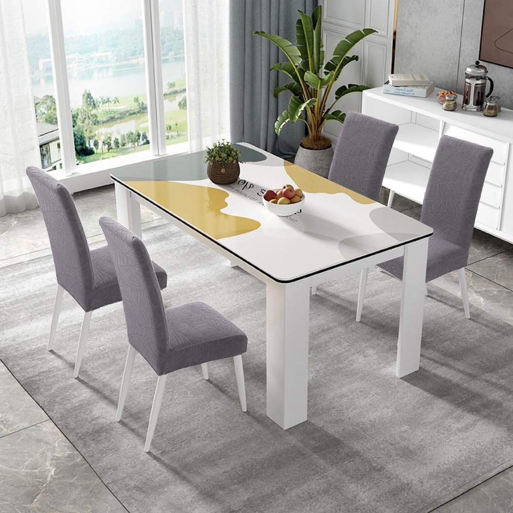 Detalle de Fuloon Stuhlhussen 6er Set – Universell dehnbare Stuhlbezüge für Esszimmerstühle (Schwingstuhl) – Waschbar und schützen Möbel