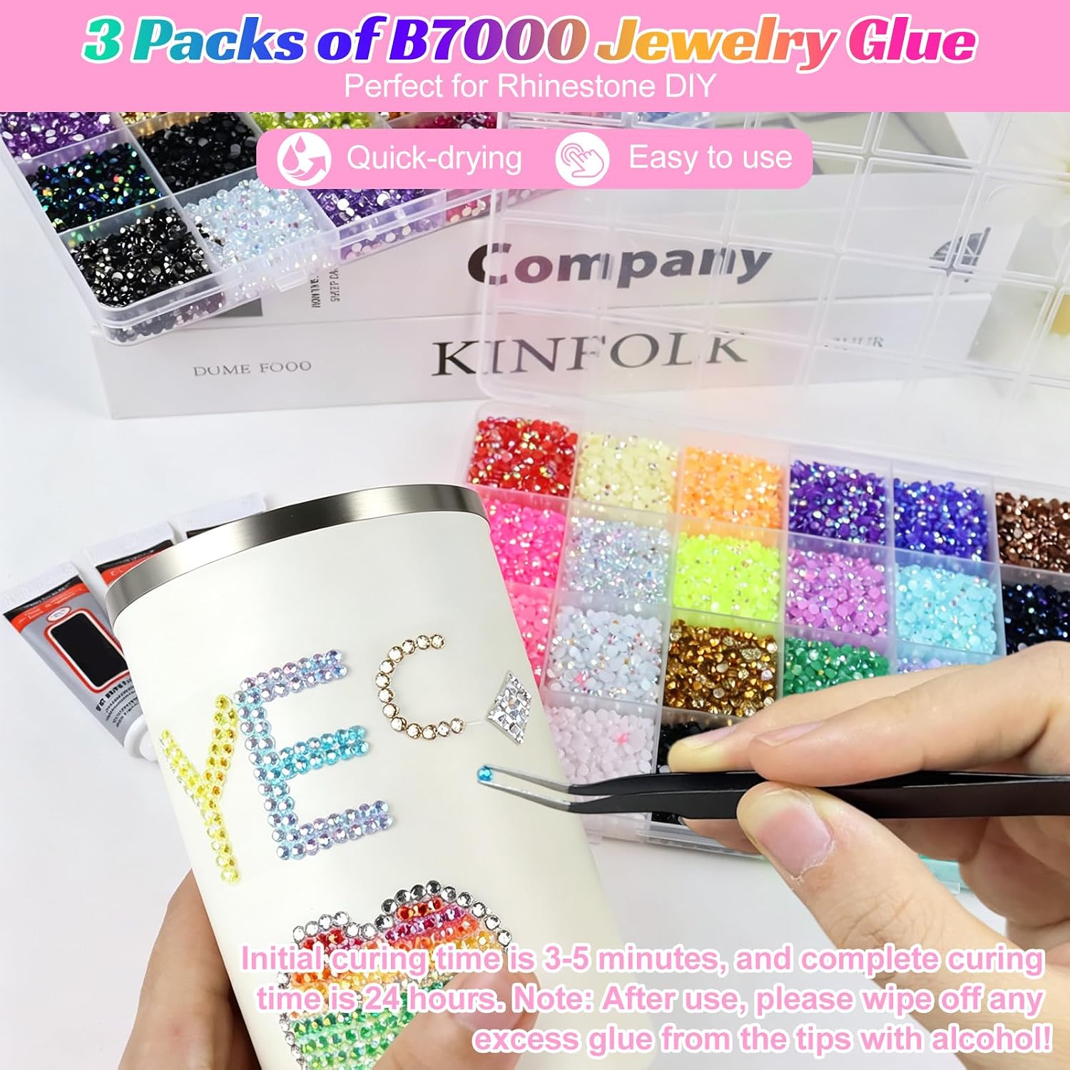 Thumbnail 2 de DaaJu strass-steentjes van kunsthars, 3 mm, 48 kleuren en 48.000 stuks