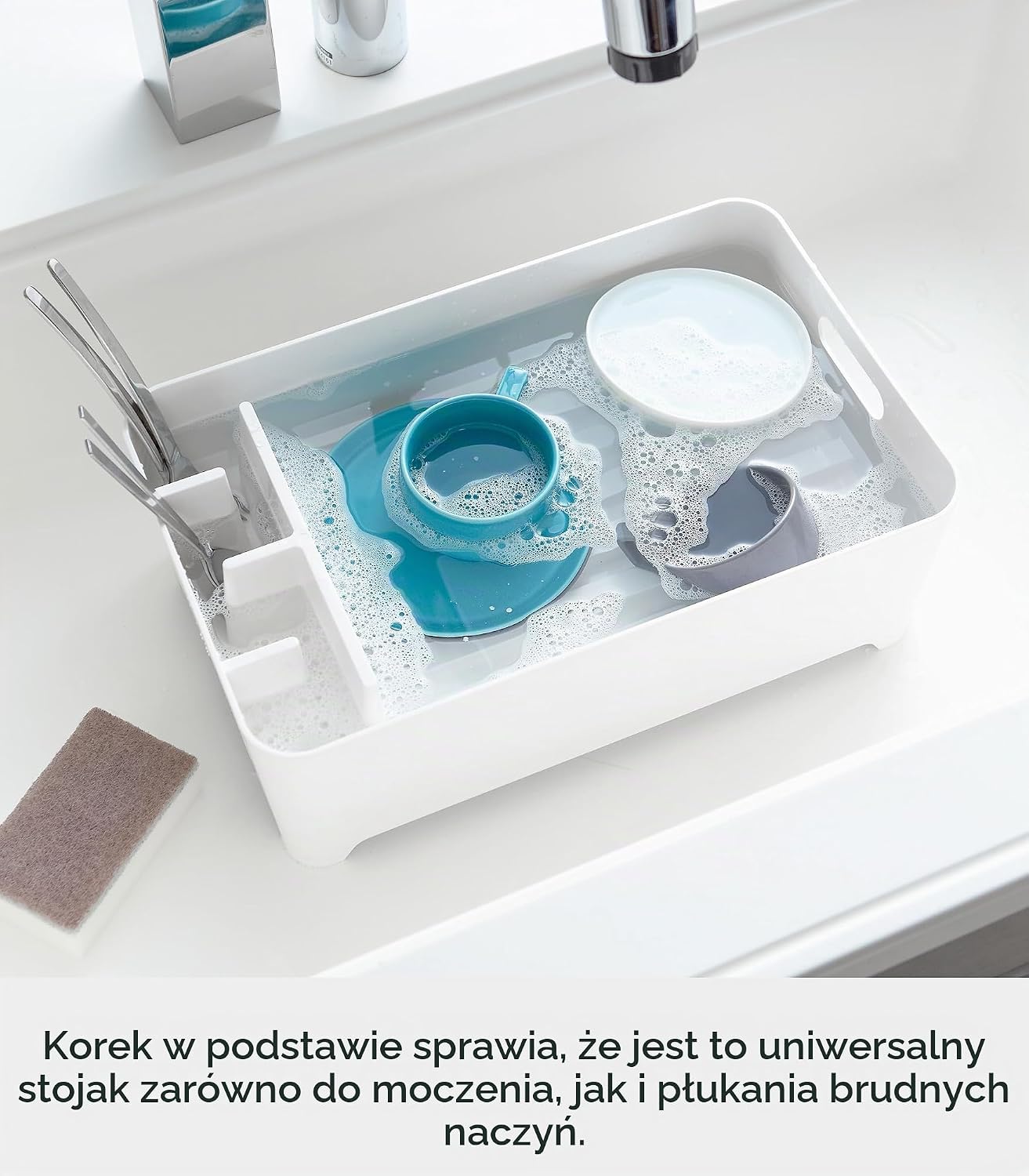 Detalle 1 de YAMAZAKI 2452-P TOWER – biały ociekacz z obrotowym odpływem, ABS