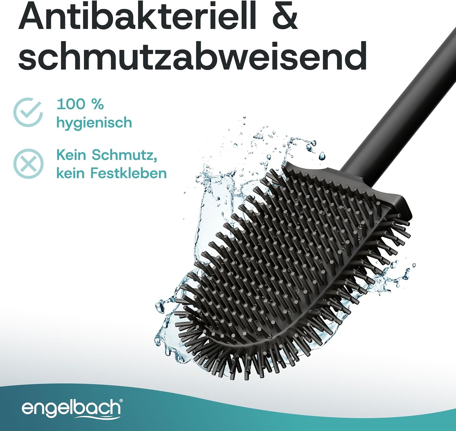 Thumbnail 2 de Engelbach Klobürste Silikon mit Edelstahl Griff & Halter – Wandmontage ohne Bohren, antibakteriell