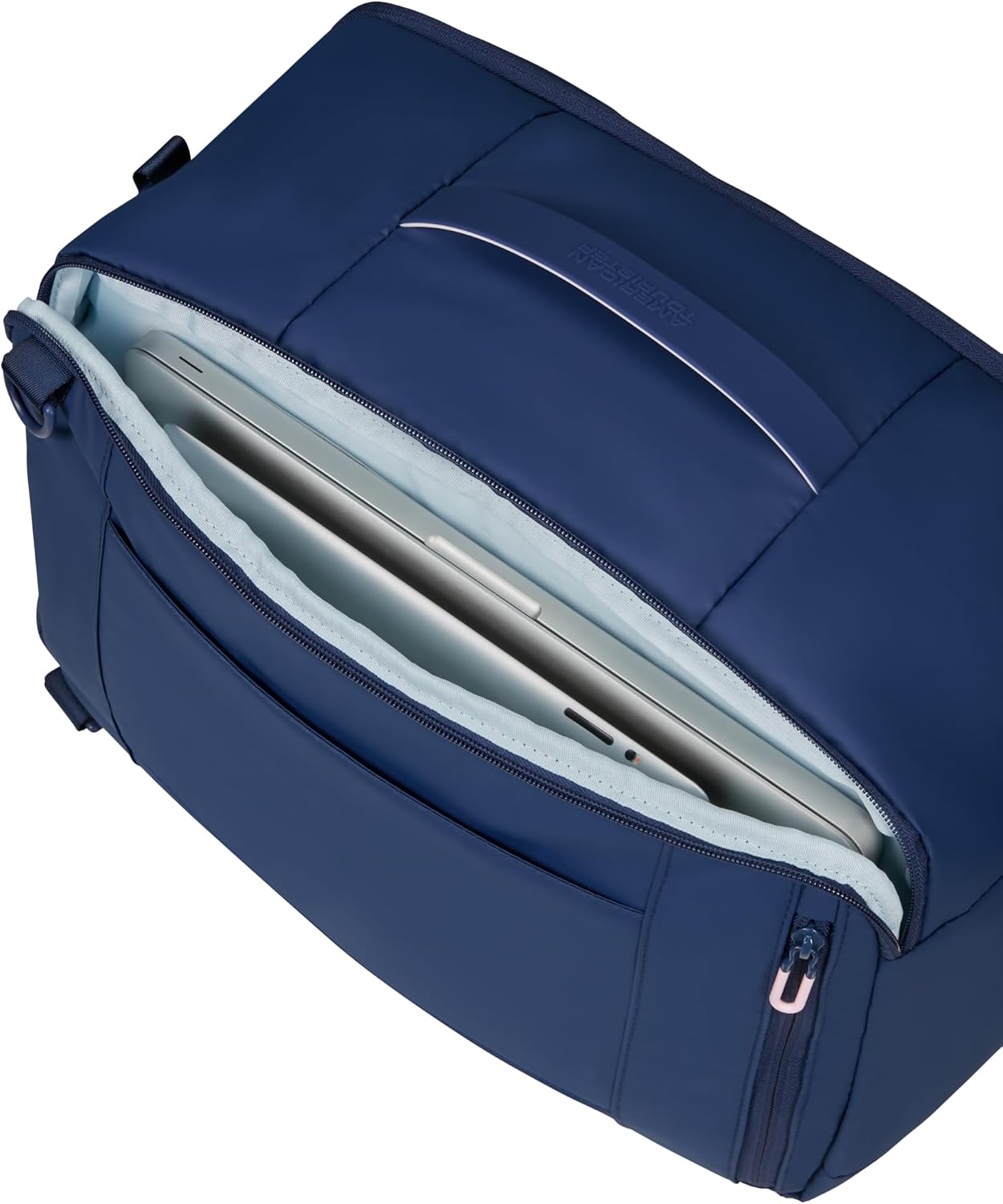 Detalle 2 de American Tourister Puffypop 3-Way Untersitz-Handgepäck mit Laptopfach bis 14 Zoll (40 x 25 x 20 cm, 21 L) – Navy