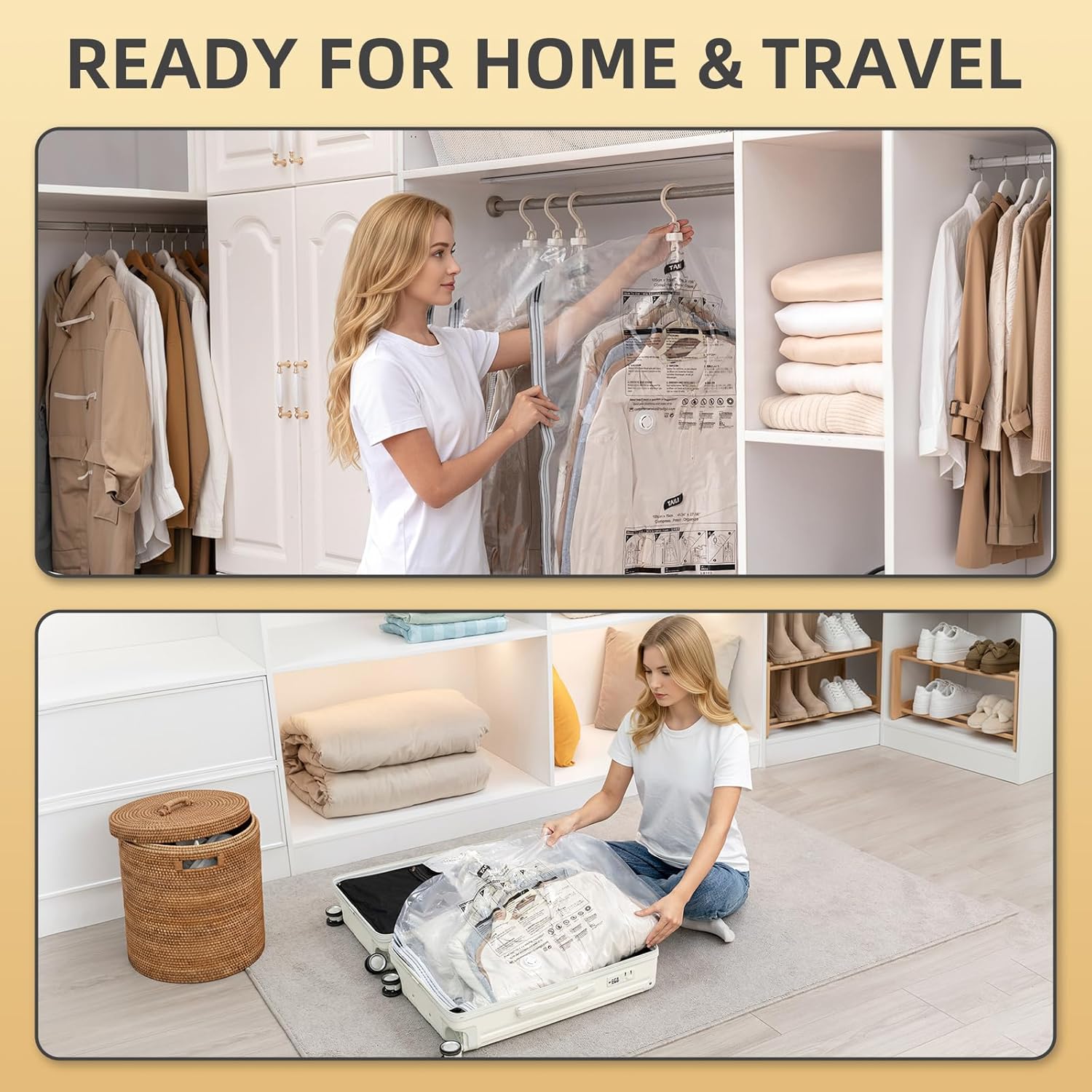 Thumbnail 6 de Hanging Vacuum Storage Bags – 6 Jumbo Space-Saving Wardrobe Carriers for Coats, Suits and Dresses