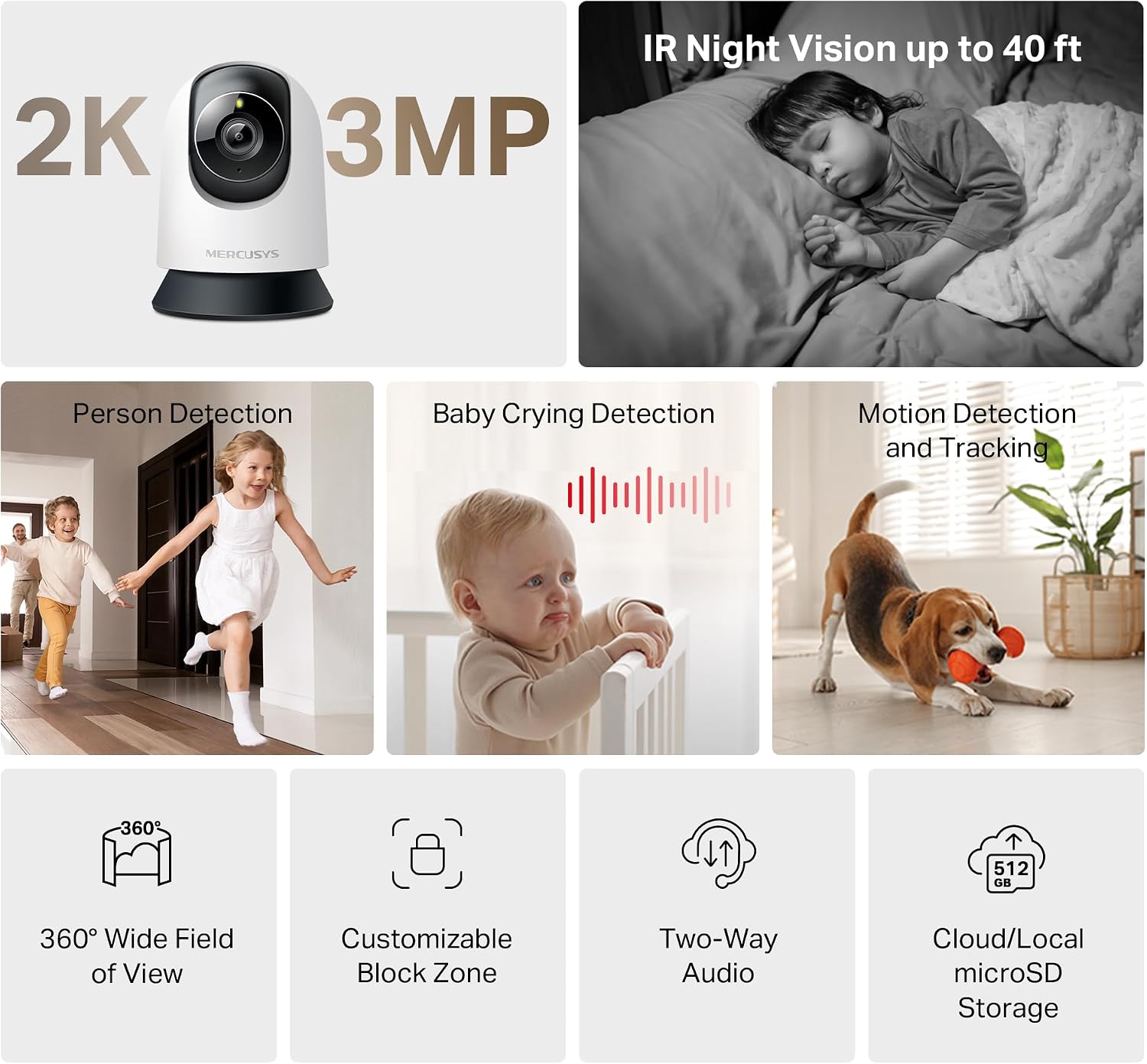 Detalle 2 de MERCUSYS MC210 2K 3MP Indoor Camera