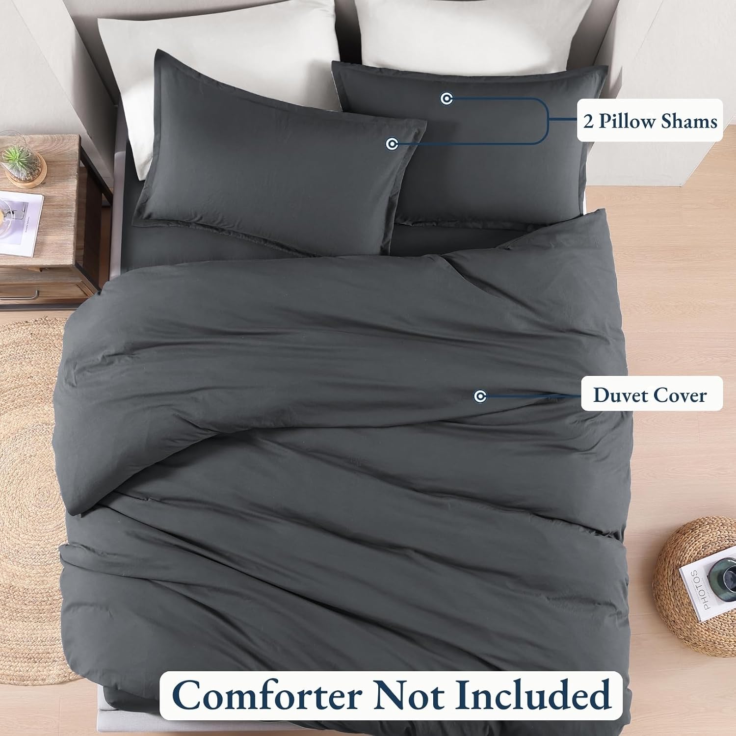 Detalle de LANE LINEN Double Duvet Cover Set 200x200