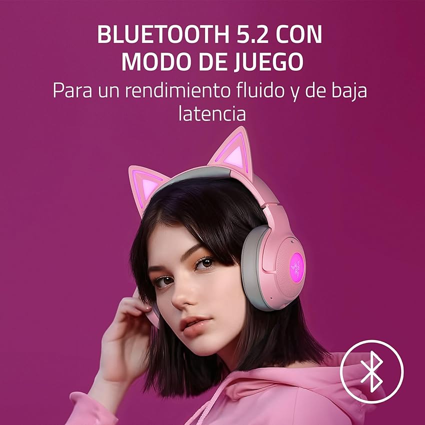 Detalle de Razer Kraken Kitty V2 BT 🎧 Auriculares inalámbricos con orejas de gato