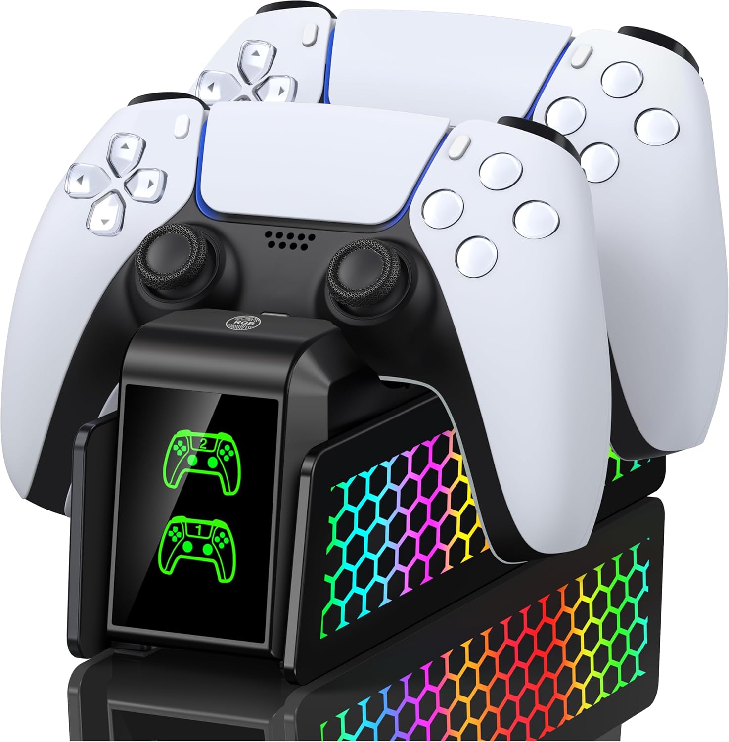 Detalle de PS5 Controller Ladestation mit RGB-Beleuchtung und 2‑Kanal Ladefunktion