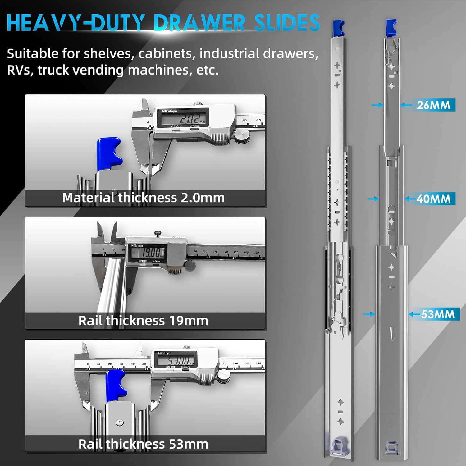 Thumbnail 3 de AOLISHENG Guide per cassetti pesanti con serratura, carico 120 kg 🛠️