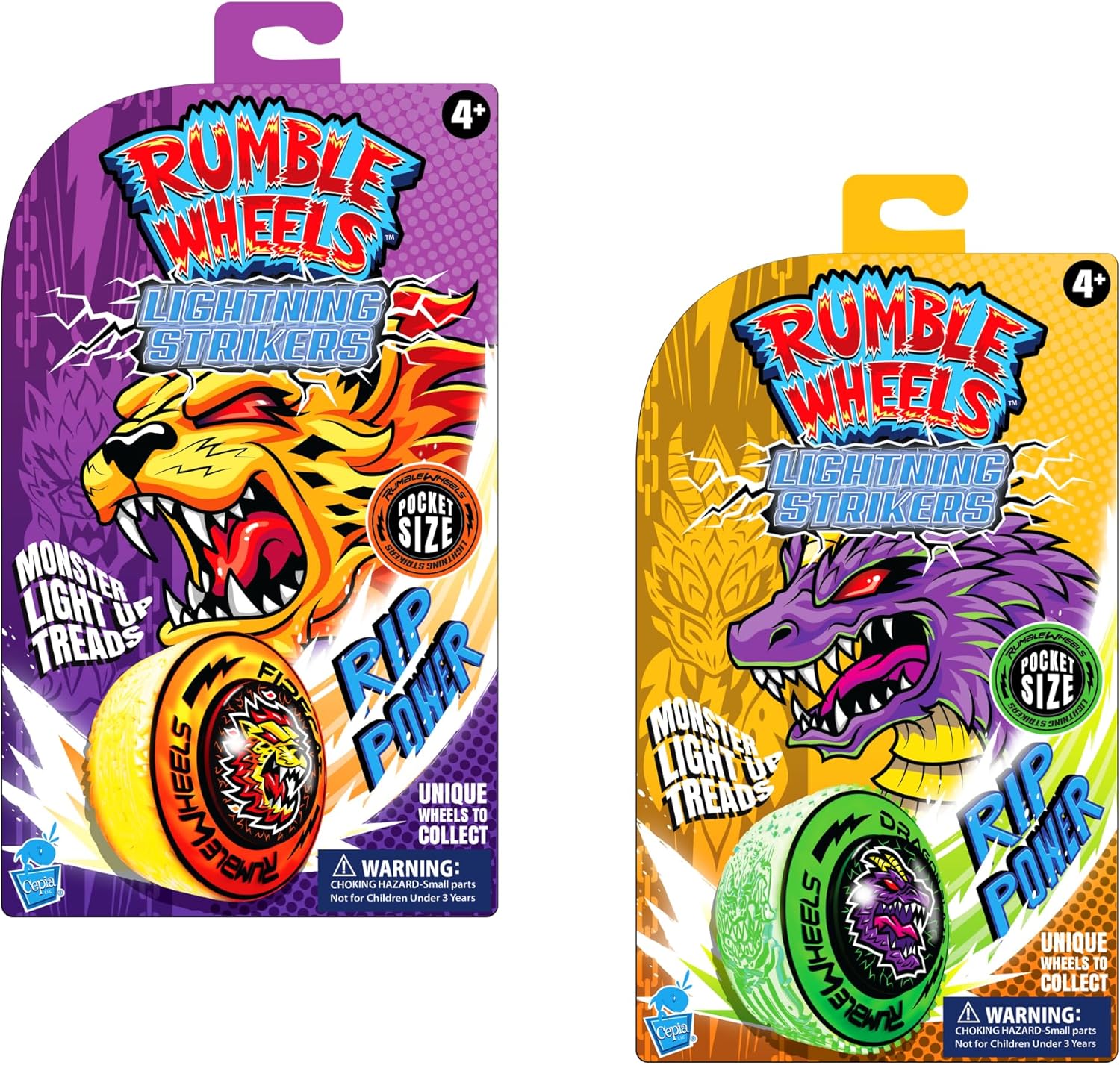 Cepia LLC Rumble Wheels Lightning Strikers 2-Pack rip‑cord racers