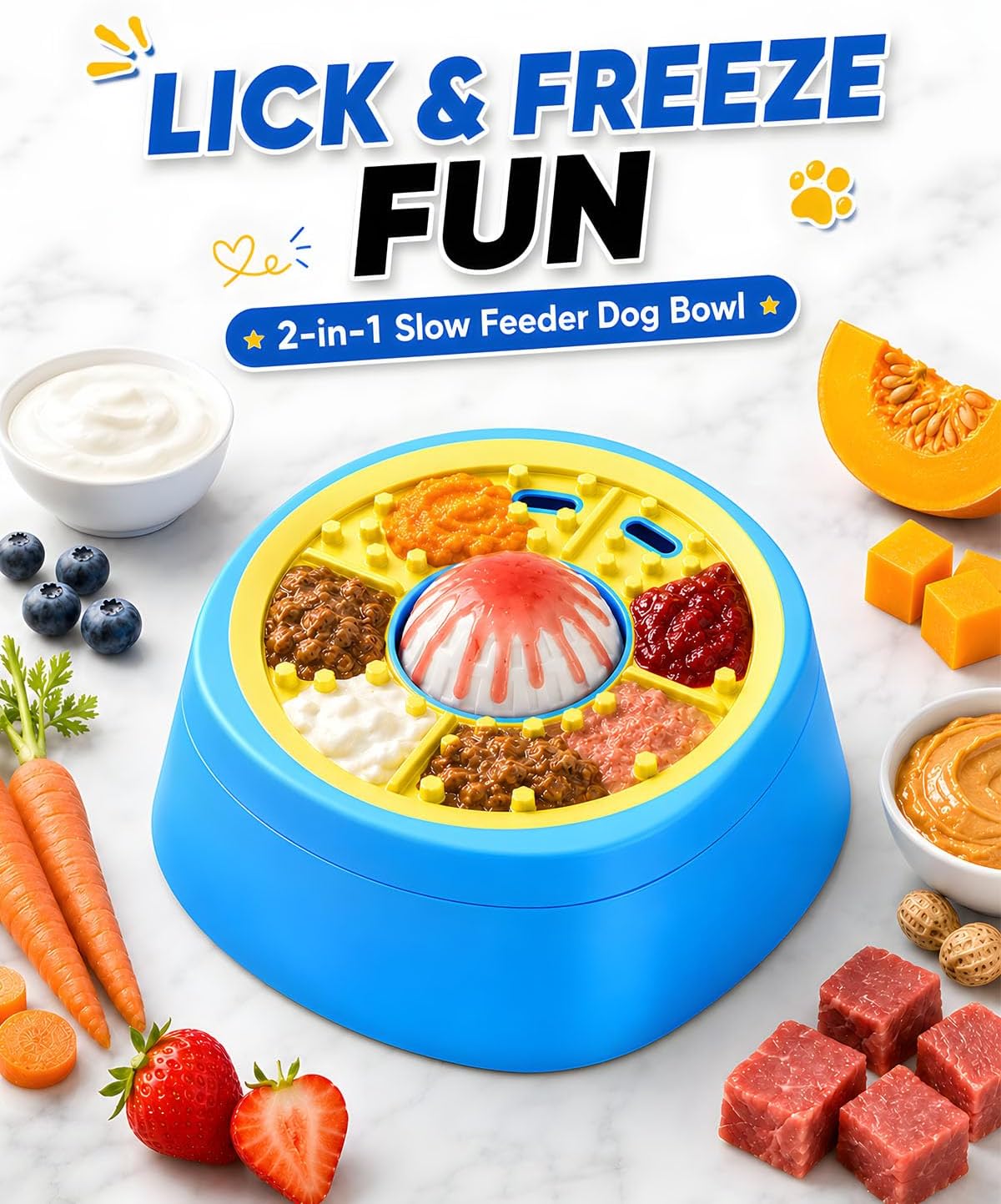 Detalle 2 de Slow Feeder Dog Bowl with Rolling Lick Ball
