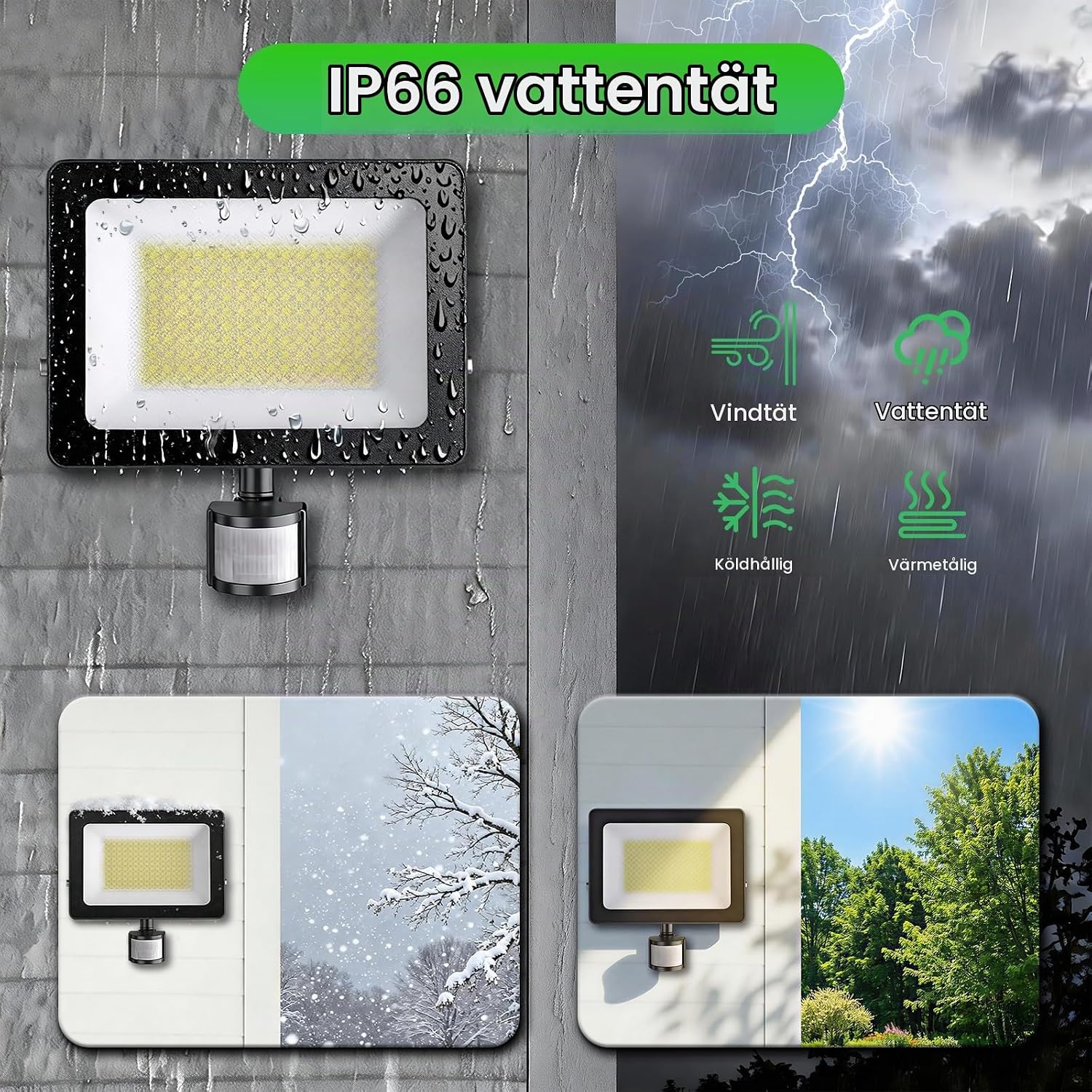Detalle de CLY LED-strålkastare 100 W, 9 000 lm, IP66 och rörelsesensor