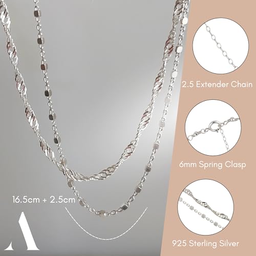 Detalle de Annika Bella Double Stranded Sterling Silver Bracelet – Twirl & Satellite Chains