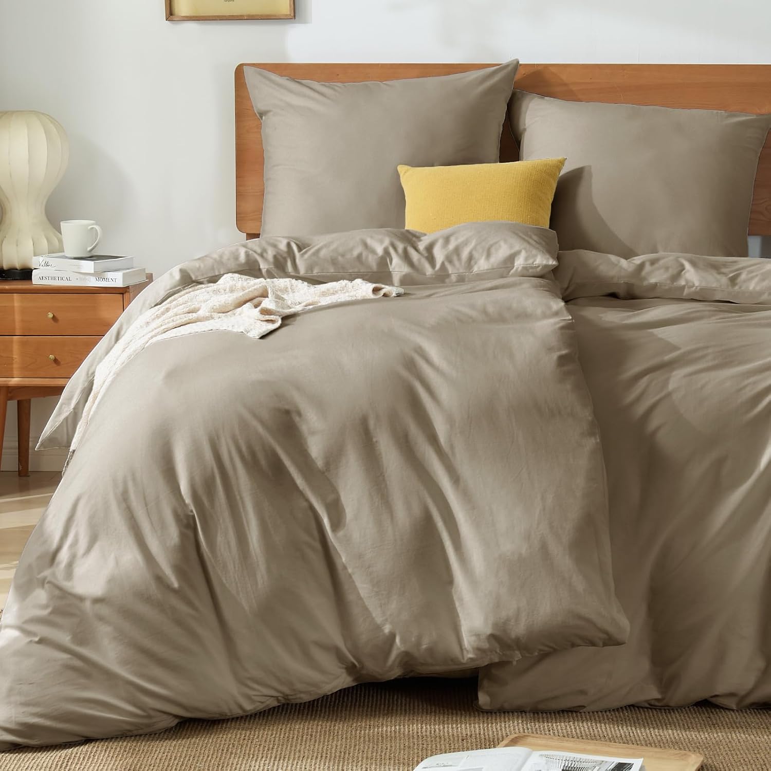 Thumbnail 1 de BEDELITE Bettwäsche 135x200 cm aus Baumwolle, 4-teilig (2er Set + 2 Kissenbezüge 80x80) – Beige