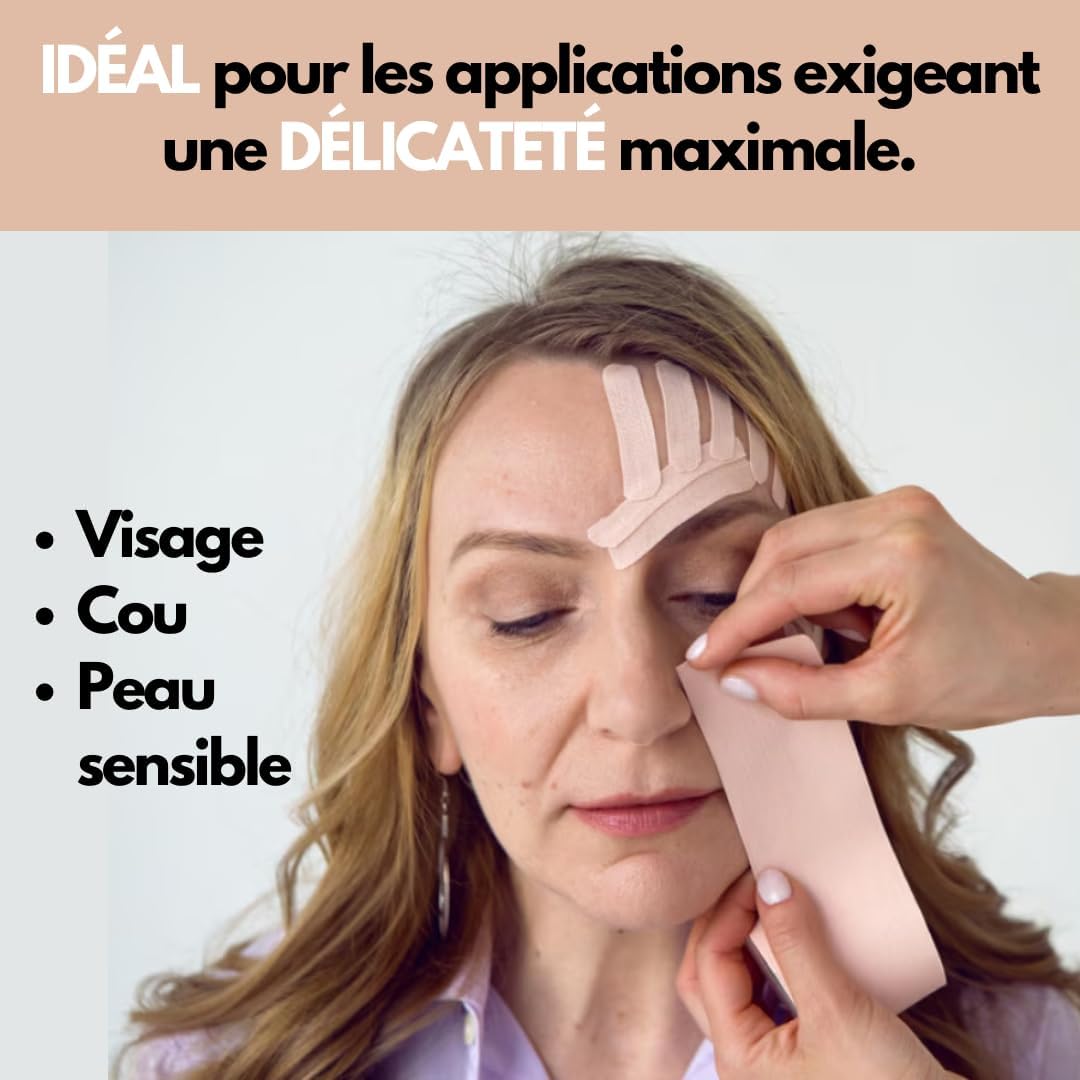 Detalle de TS TAKE SPORT Kinesio Gentle Tape – Bande kinésiologique 5 x 5 m (95% coton, 5% élasthanne) pour peaux sensibles