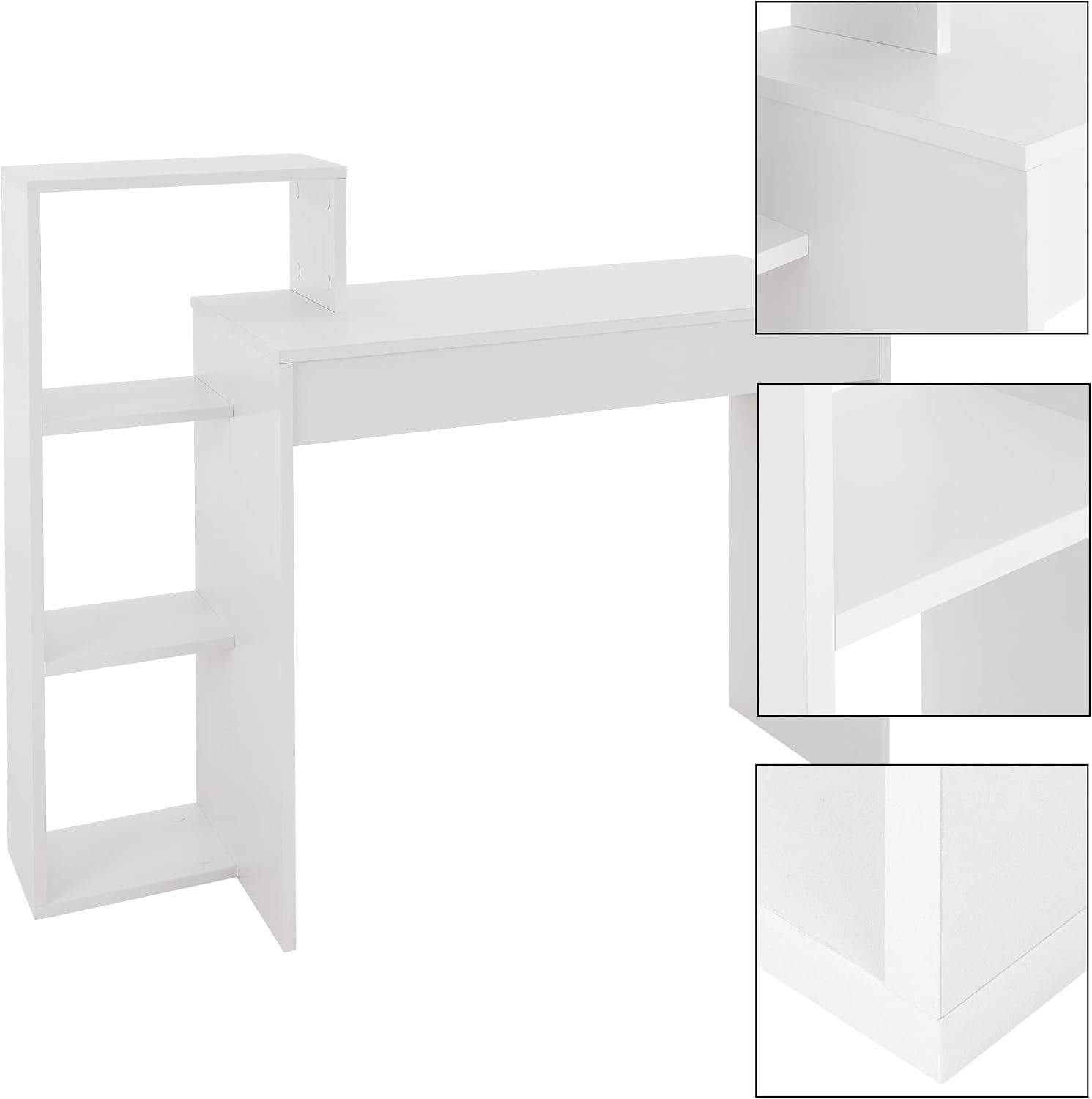 Thumbnail 4 de ML-Design Scrivania 2-in-1 con Libreria a 3 Ripiani 110 x 72 x 40 cm - Legno Bianco