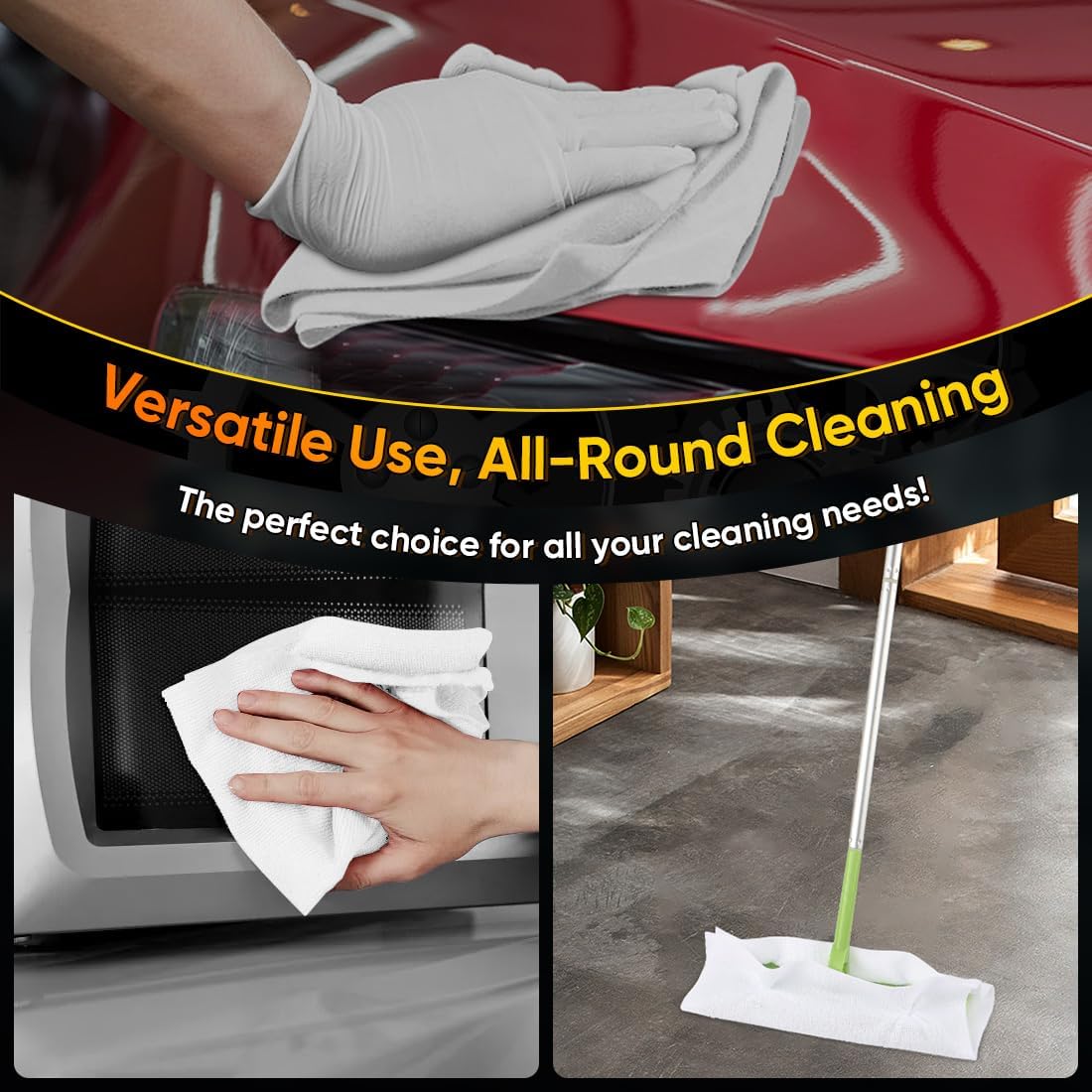 Detalle 2 de HOMEXCEL White Microfiber Cloths 100 Pack 🧽