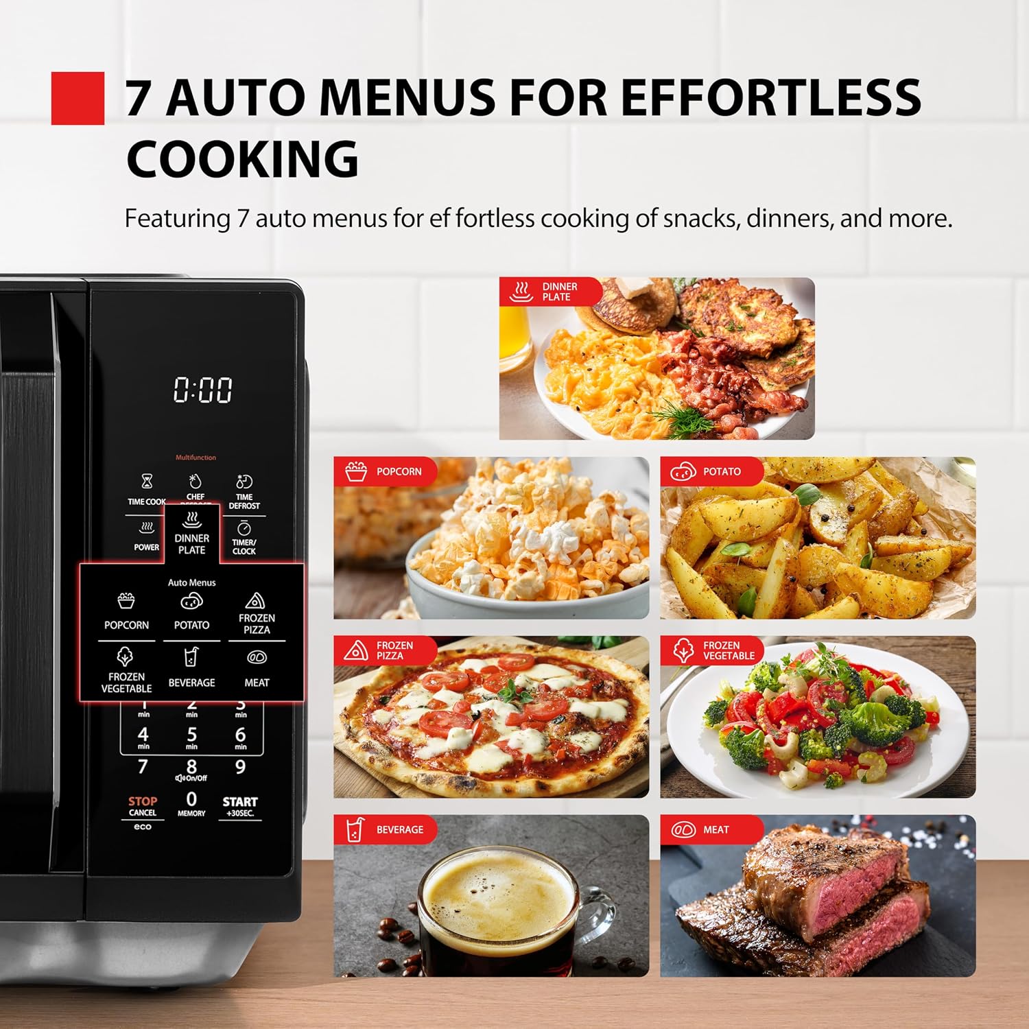 Detalle de Toshiba 800W Flatbed Microwave with 23L Capacity (MW3-EM23PFF(BK))