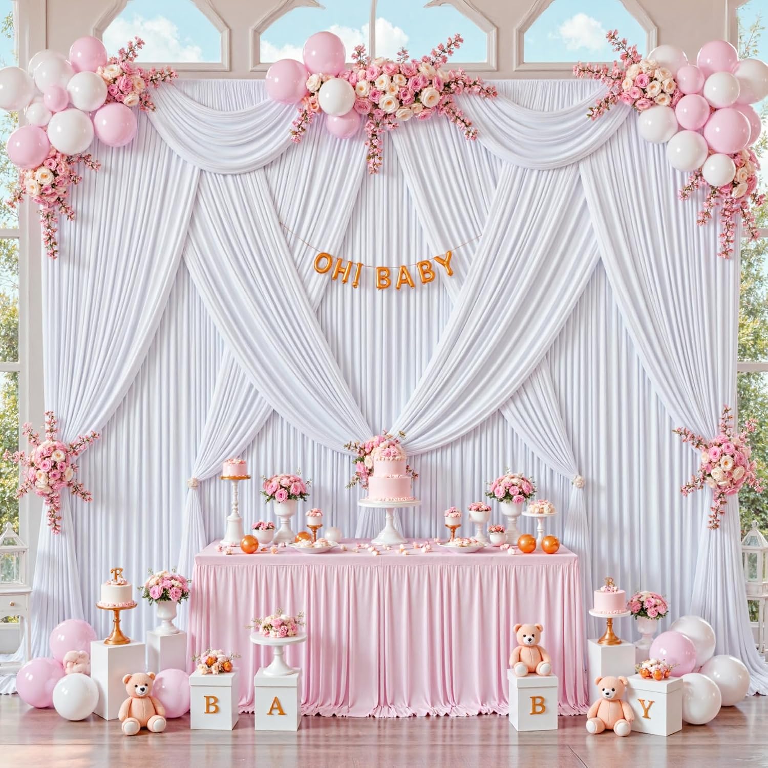 Detalle de White Backdrop Curtains, 5 x 10 ft Panels