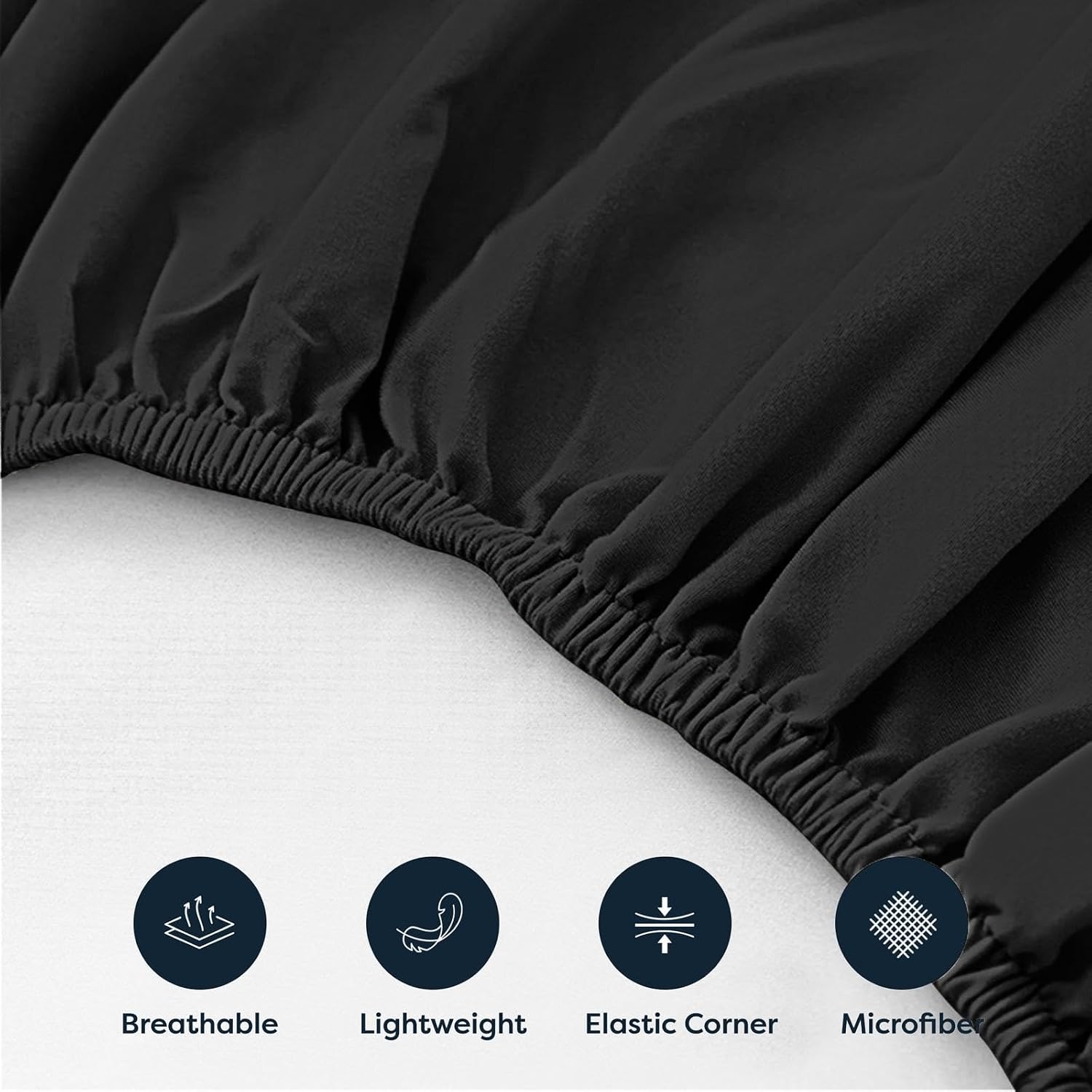 Detalle 2 de CHCOMFORT ChComfort Deep King fitted sheet with 2 matching pillowcases in black microfibre