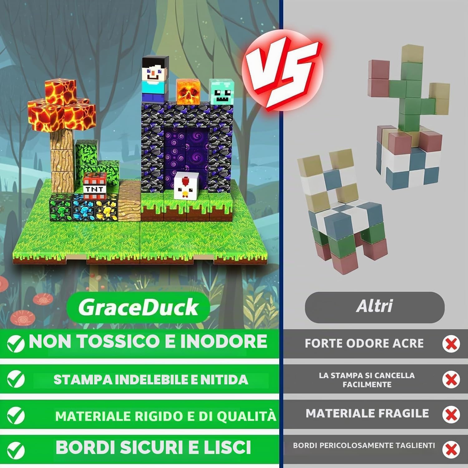 Thumbnail 5 de GraceDuck Costruzioni Magnetiche 150 Pezzi – Set Foresta e Miniera, 3+ Anni