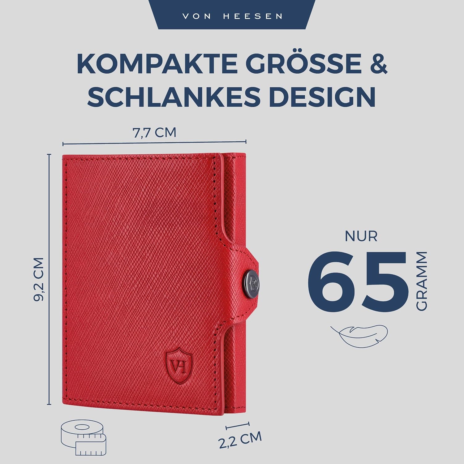 Detalle 1 de VON HEESEN Slim Wallet RFID Rot