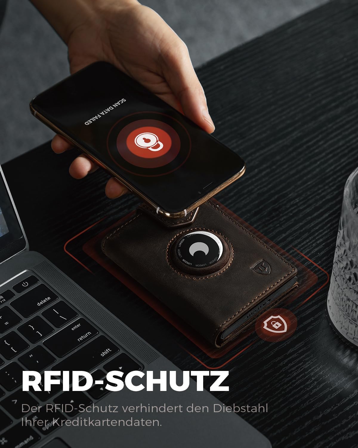 Thumbnail 4 de LORZOR® Design für AirTag Wallet – Slim Wallet mit Münzfach, RFID-Blocker und Aluminium-Kartenbox