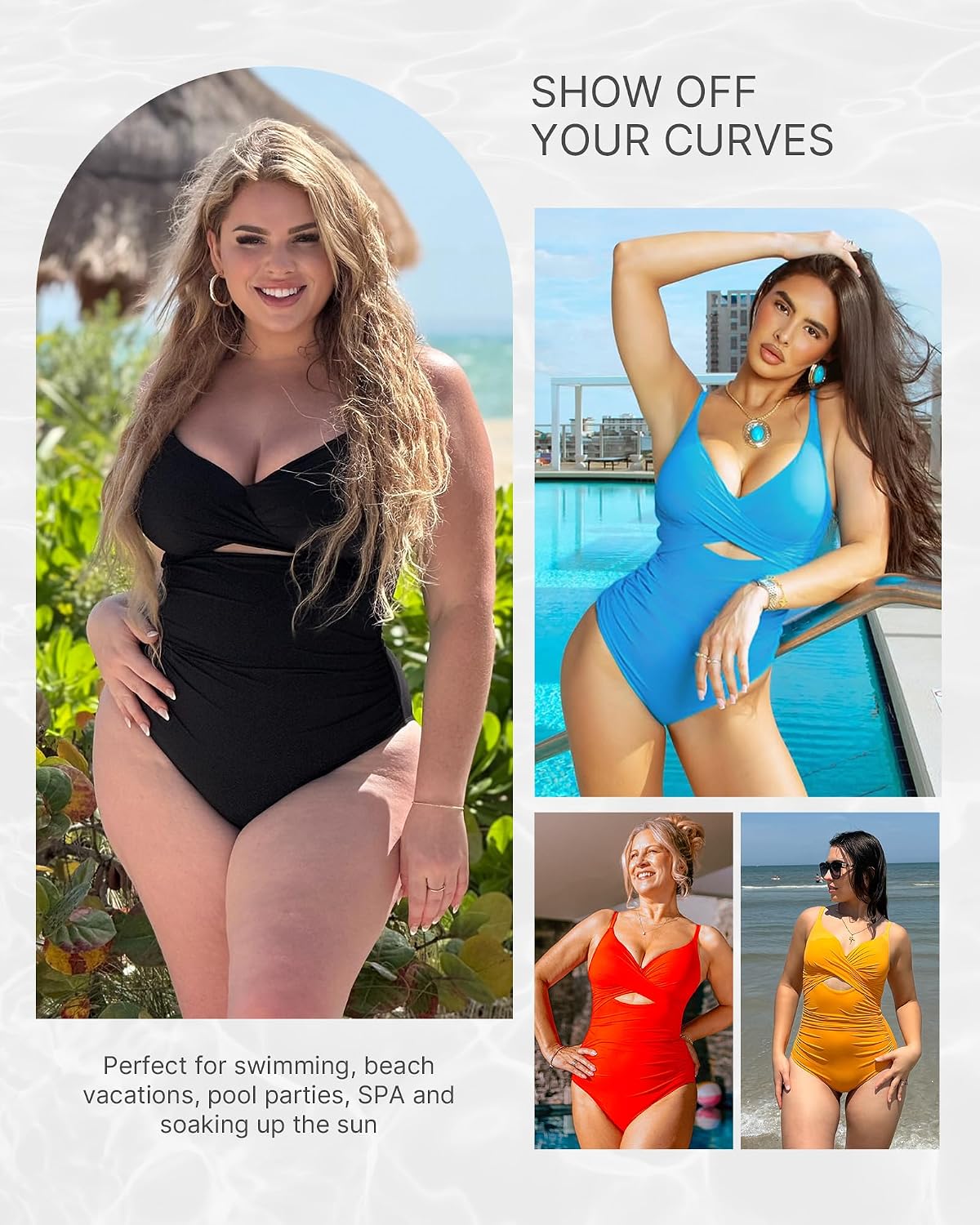 Detalle de SHAPELLX Tummy Control Swimsuit V-Neck One Piece