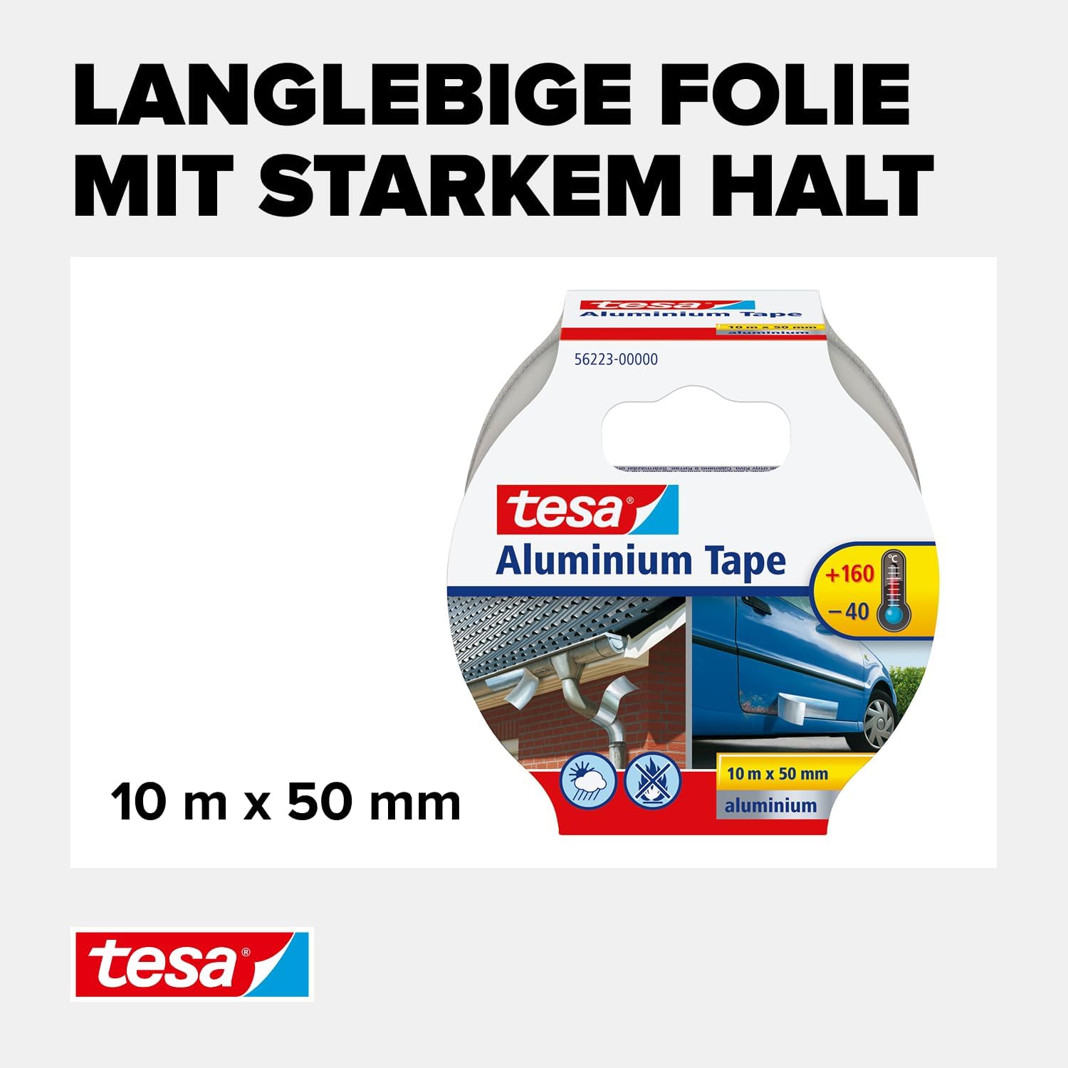 Thumbnail 2 de tesa Aluminium Klebeband 10 m x 50 mm – selbstklebendes Aluminiumband für Reparaturen an metallischen Oberflächen