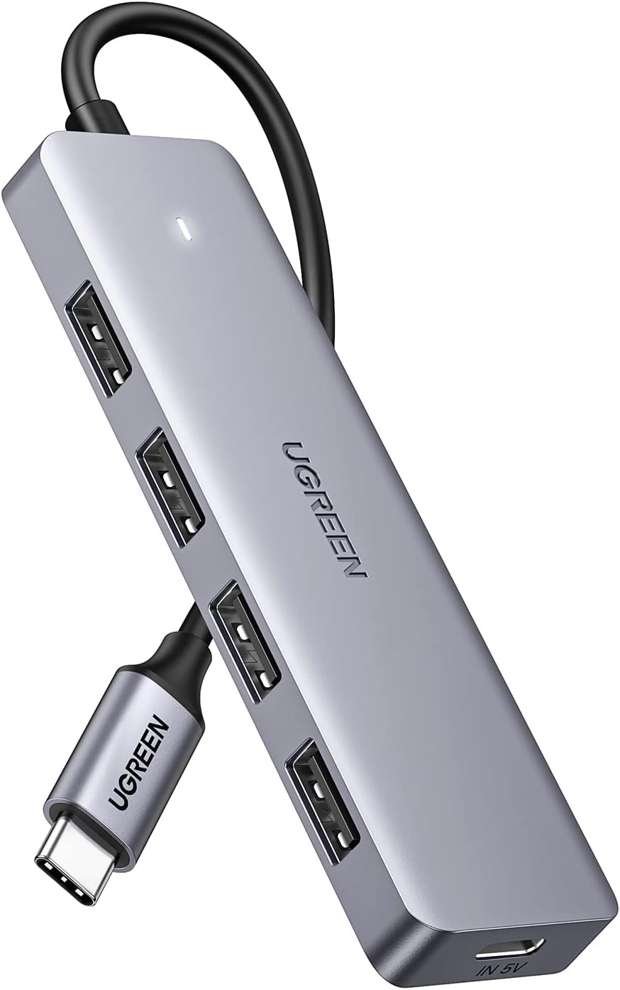 Detalle de UGREEN Hub USB C a 4 Porte – Adattatore Multiporta con uscita USB 3.0, indicatore LED, 15 cm