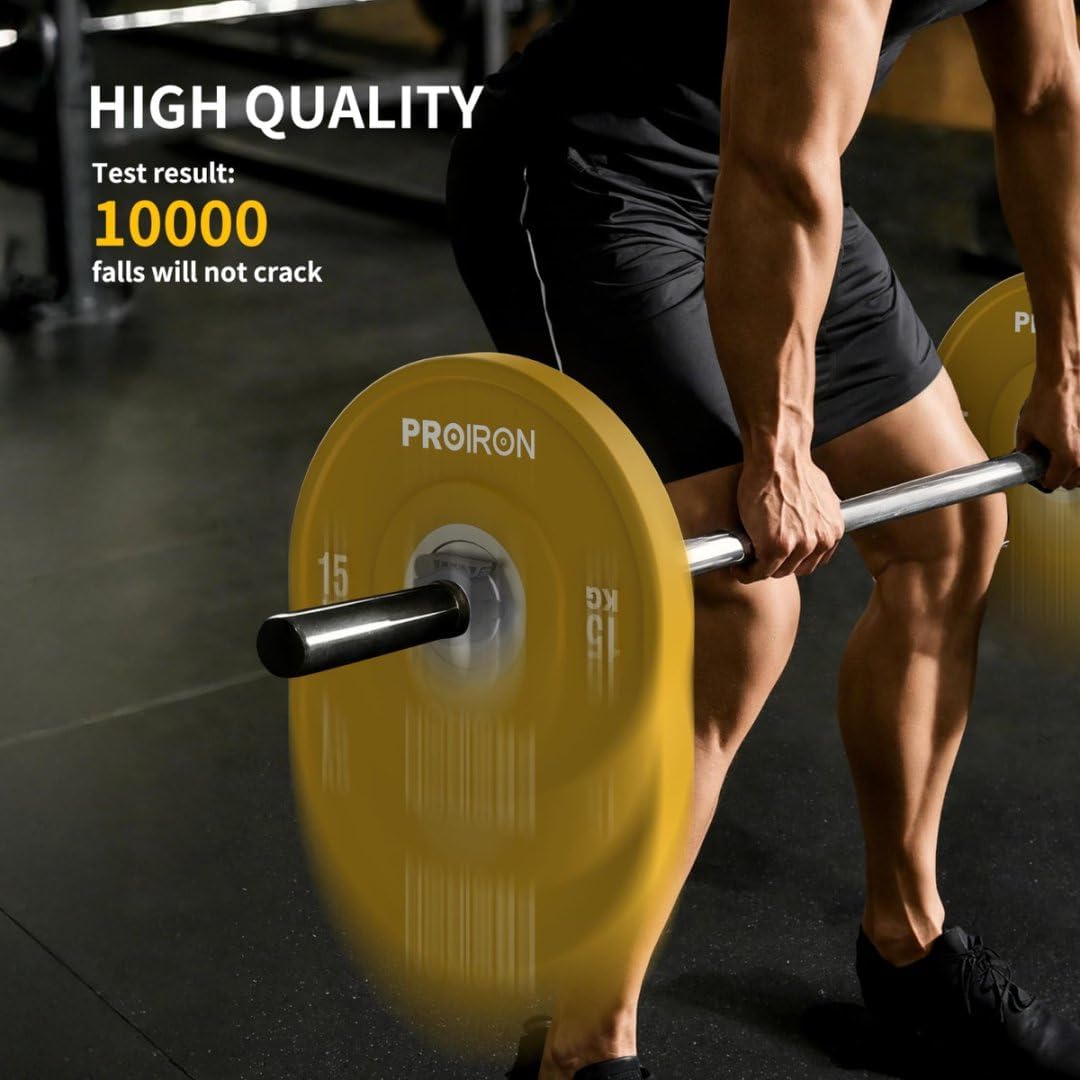 Detalle de PROIRON Olympic 2" Solid Rubber Bumper Plates – 5–25kg (Single or Pair) with 50mm Bore