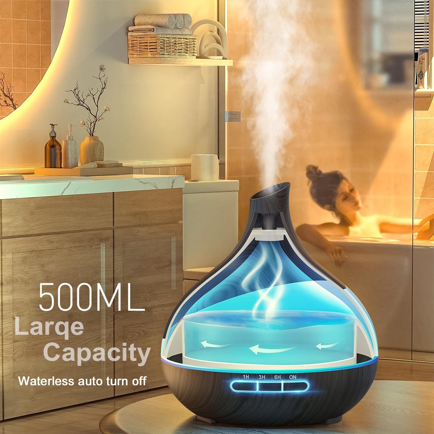 Thumbnail 2 de HJTHJT 500ML Essential Oil Diffuser: Remote-Controlled Aroma Diffuser for Home and Spa