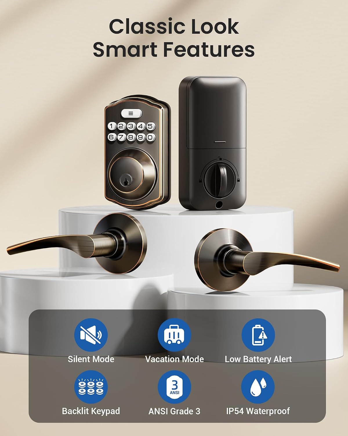 Detalle 2 de Veise Keypad Door Lock, Oil-Rubbed Bronze