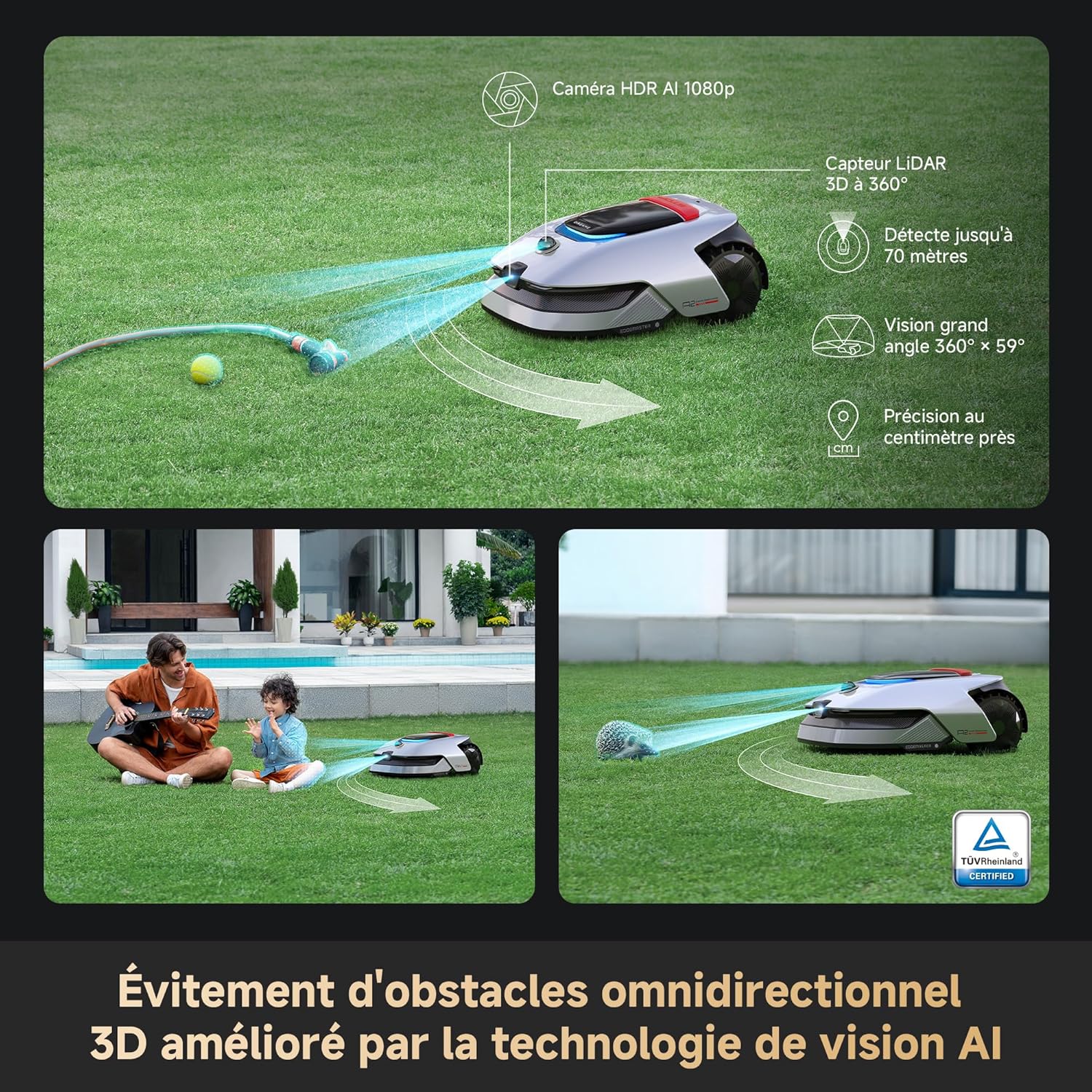 Thumbnail 3 de DREAME A2 1200 tondeuse robotisée sans fil sans RTK : LiDAR 3D 360° et vision IA