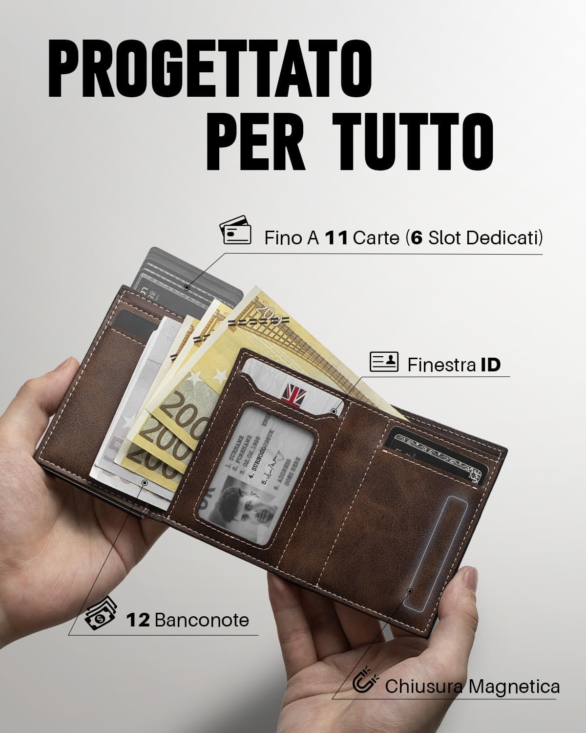 Detalle de MYSHION portafoglio pop up uomo RFID 10,3 cm