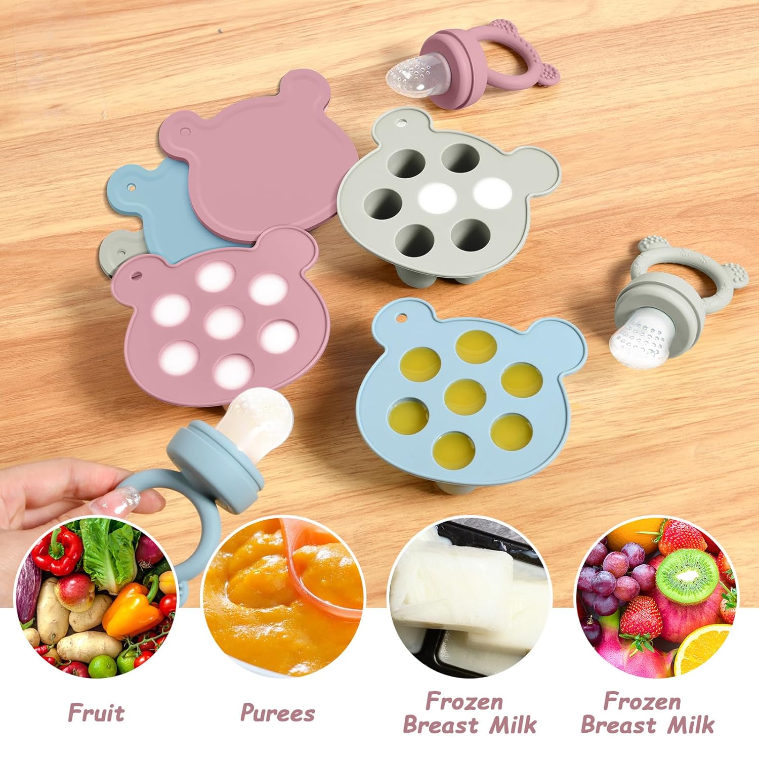 Thumbnail 3 de Aolso Fruchtsauger Baby – Silikon-Speicher-Set für Babynahrung in Eis-am-Stiel-Form