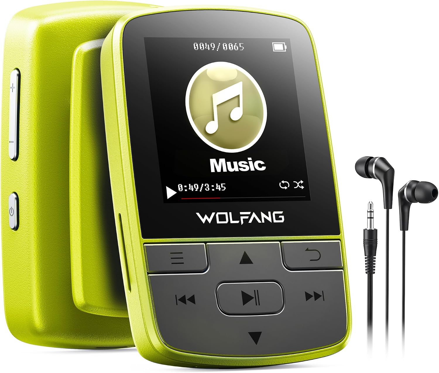 Detalle de WOLFANG Lecteurs MP3 avec Bluetooth 5.2, Clip Sport — Mini, 28 g, FM HiFi, Écouteurs Inclus