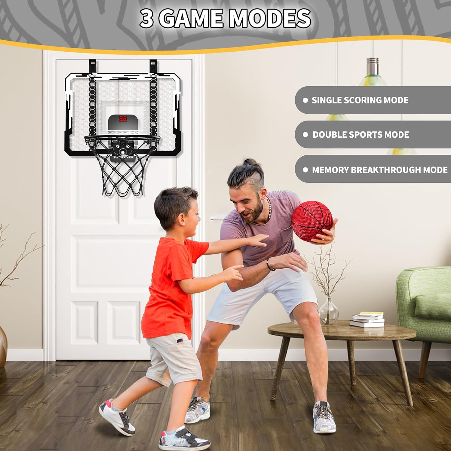 Thumbnail 3 de QDRAGON Indoor Mini Basketball Hoop 7-LED