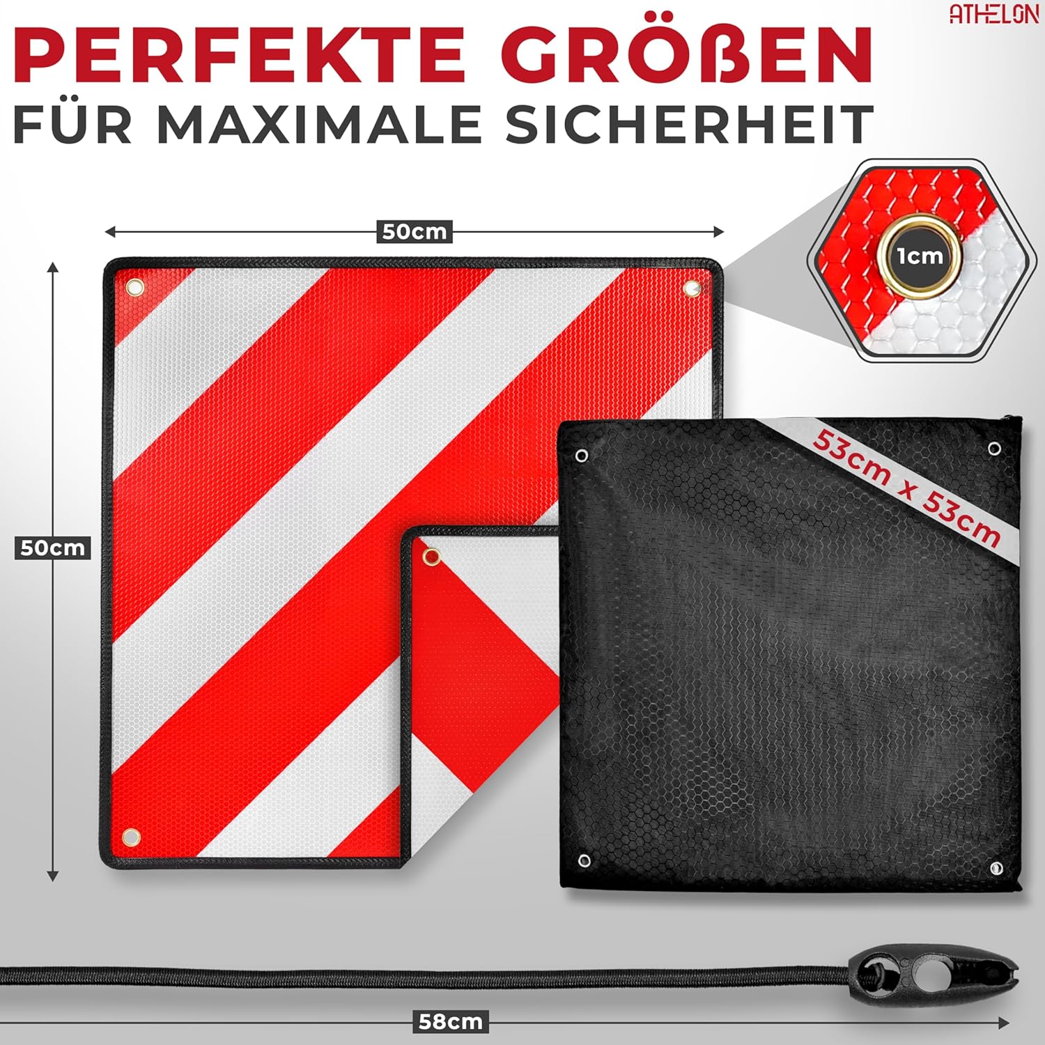 Thumbnail 3 de ATHELON® 3in1 Warntafel für Italien, Spanien & Portugal – reflektierendes Warnschild inkl. 4 Spanngurte & Schutzhülle