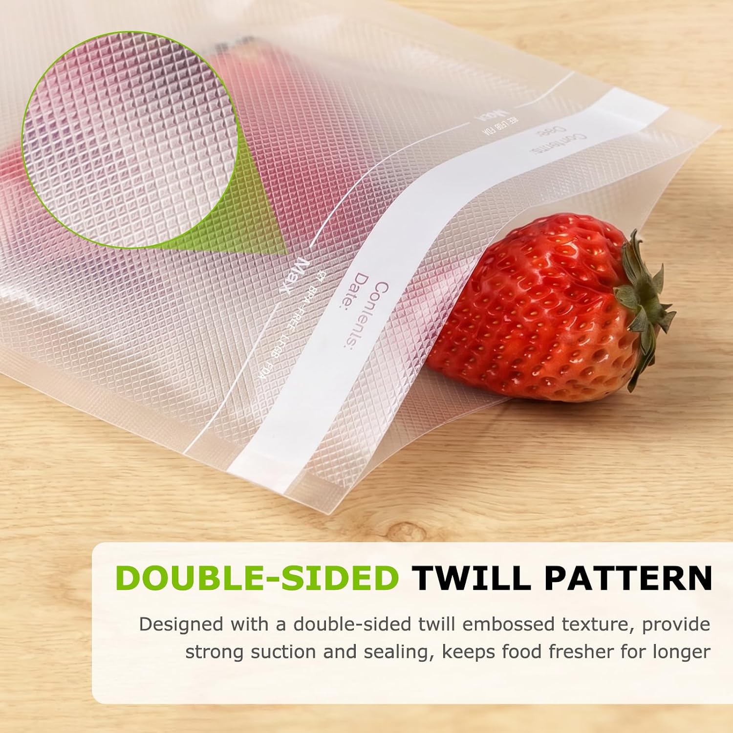 Detalle 2 de Bonsenkitchen VB17 Vacuum Sealer Bags, 150 Precut Bags in 3 Sizes