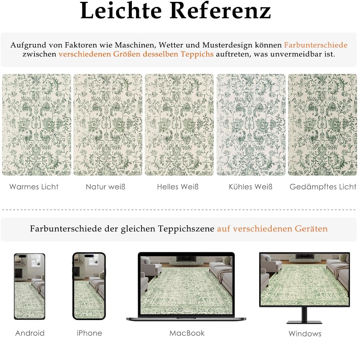 Thumbnail 1 de HUGEAR Vintage Green Washable Non-Slip Rug (240x300cm) for Living Room, Bedroom & Office