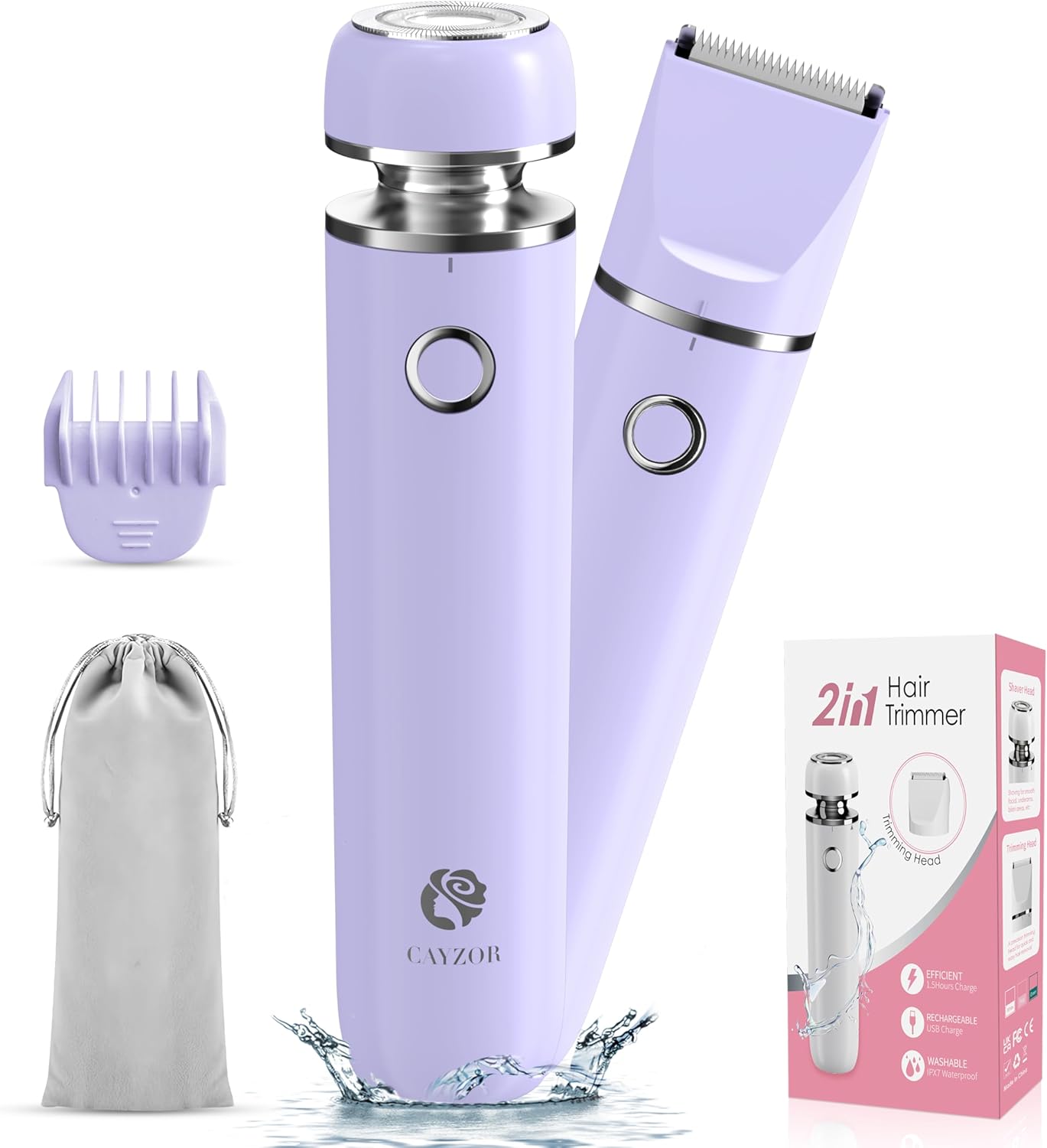 Thumbnail 6 de Cayzor Intimrasierer für Frauen – 2 in 1 Nass/Trocken, IPX7, kabellos