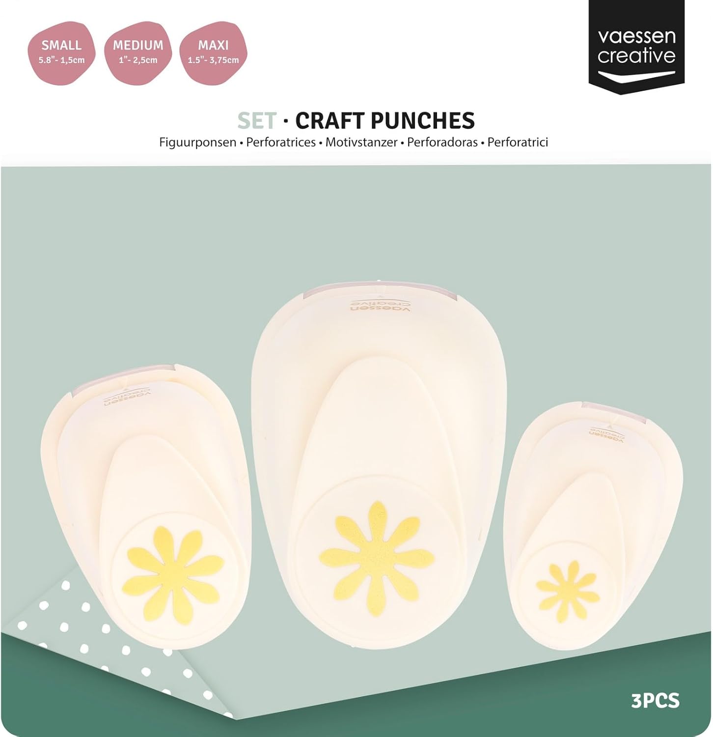 Detalle 2 de Vaessen Creative Perforeuses de Papier en Forme de Fleur – 3 Tailles